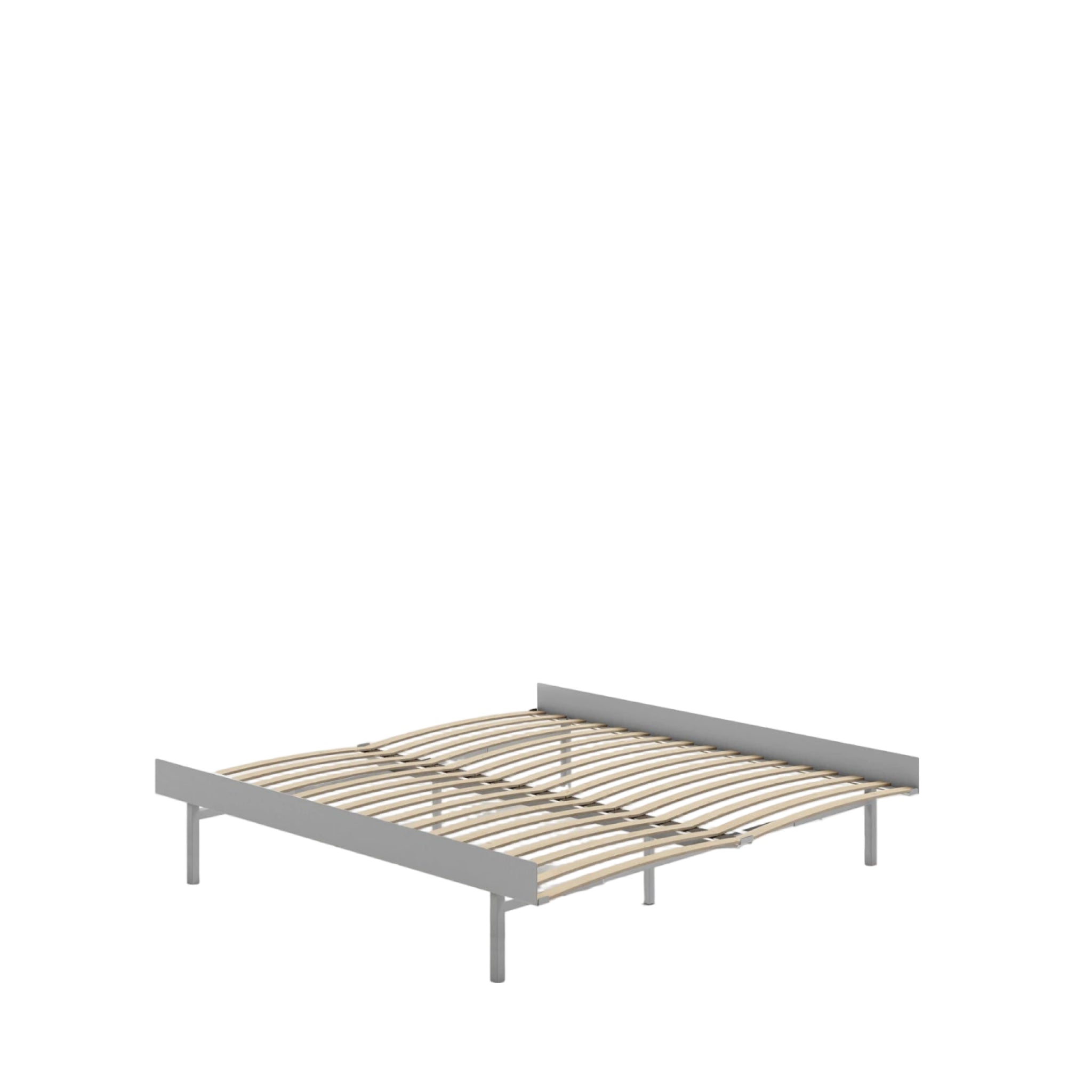 Moebe Bed, Tall Legs, 180 Cm, Slats, Stainless Steel
