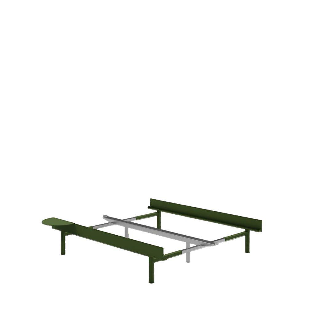 Moebe Bed, Tall Legs, 90-180 Cm, 1x Side Table, Pine Green
