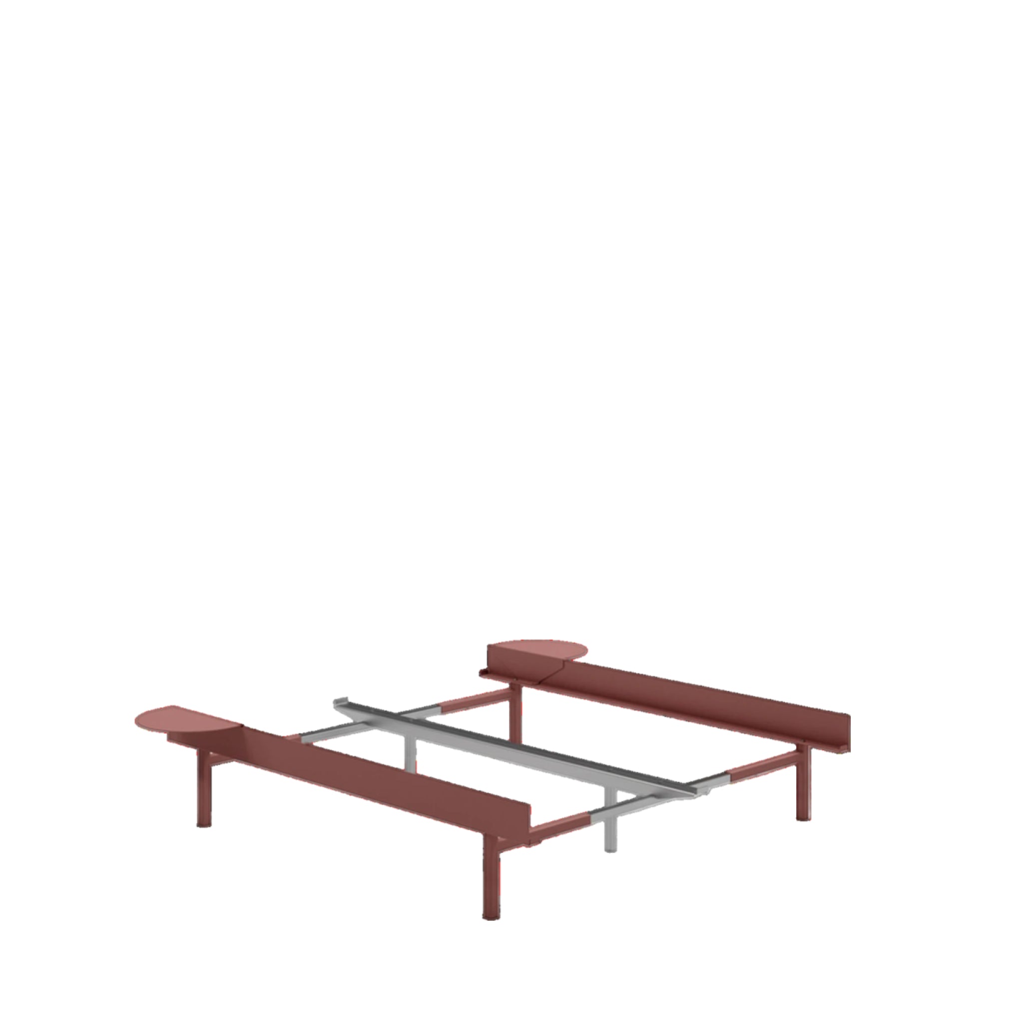 Moebe Bed, Tall Legs, 90-180 Cm, 2x Side Table, Dusty Rose