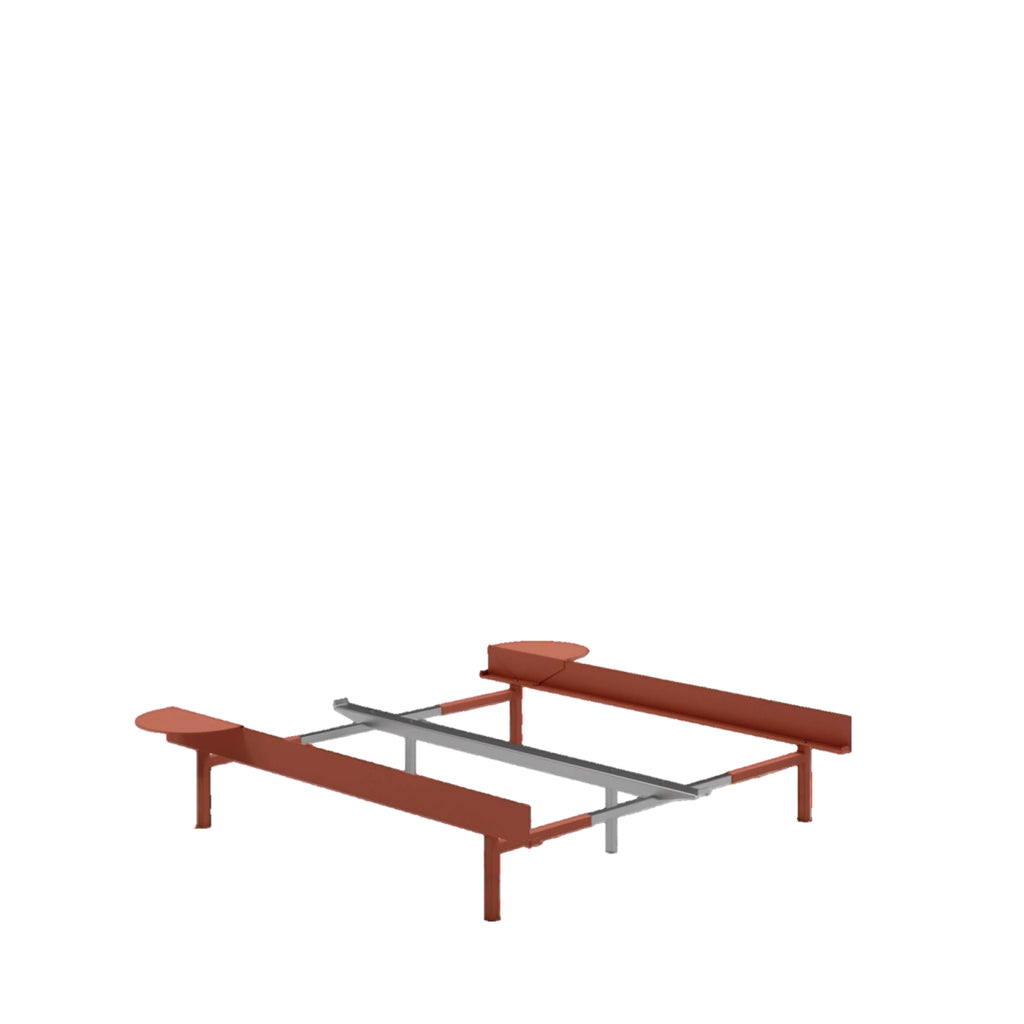 Moebe Bed, Tall Legs, 90-180 Cm, 2x Side Table, Terracotta