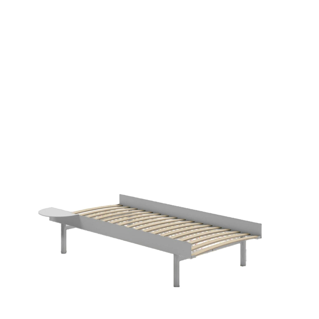 Moebe Bed, Tall Legs, 90 Cm, Slats, 1x Side Table, Stainless Steel
