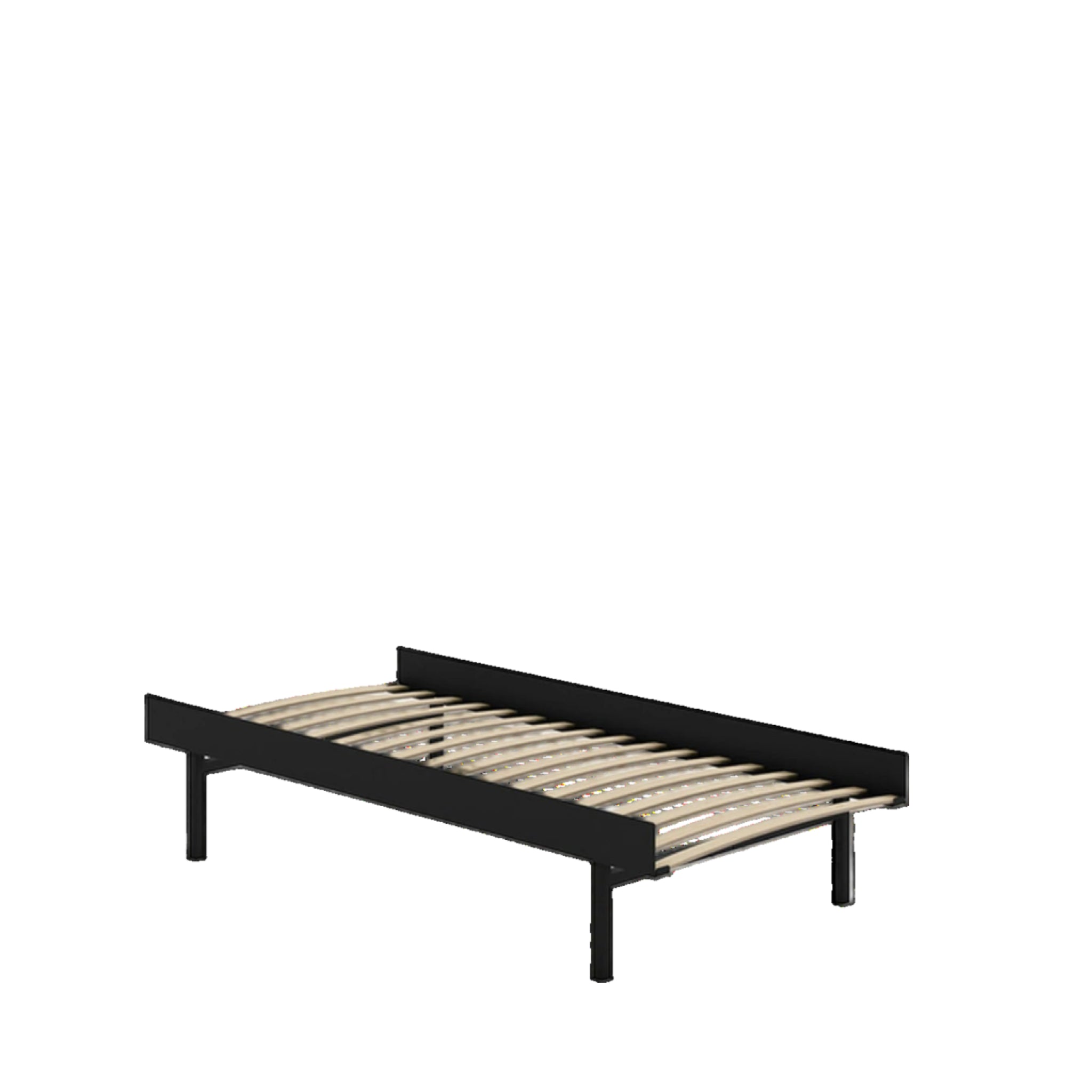 Moebe Bed, Tall Legs, 90 Cm, Slats, Black