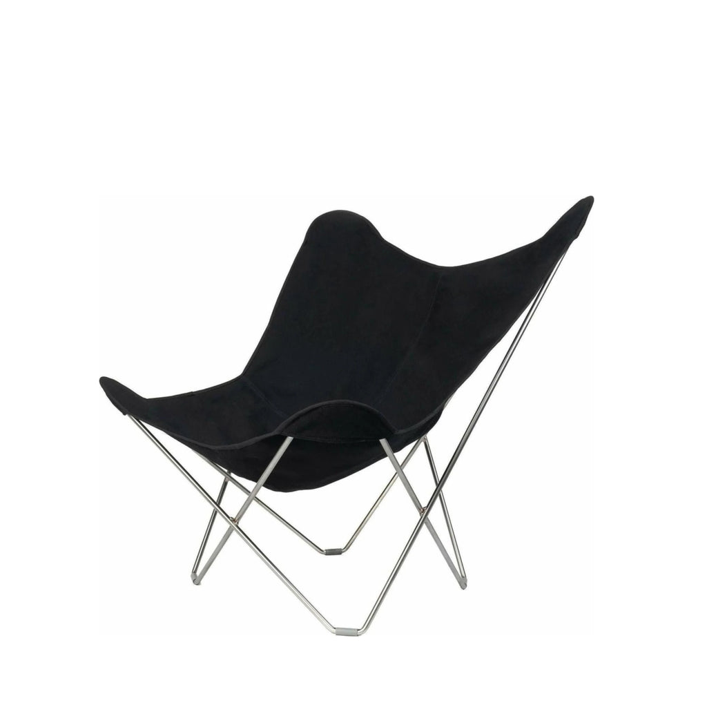 Cuero Cotton Canvas Mariposa Chair, black with chrome frame