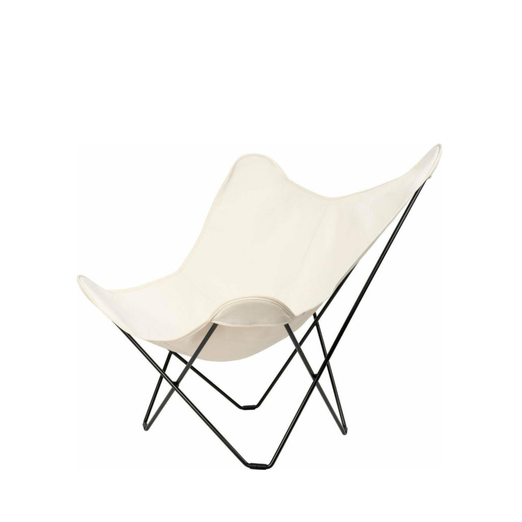 Cuero Cotton Canvas Mariposa Chair, white with black frame