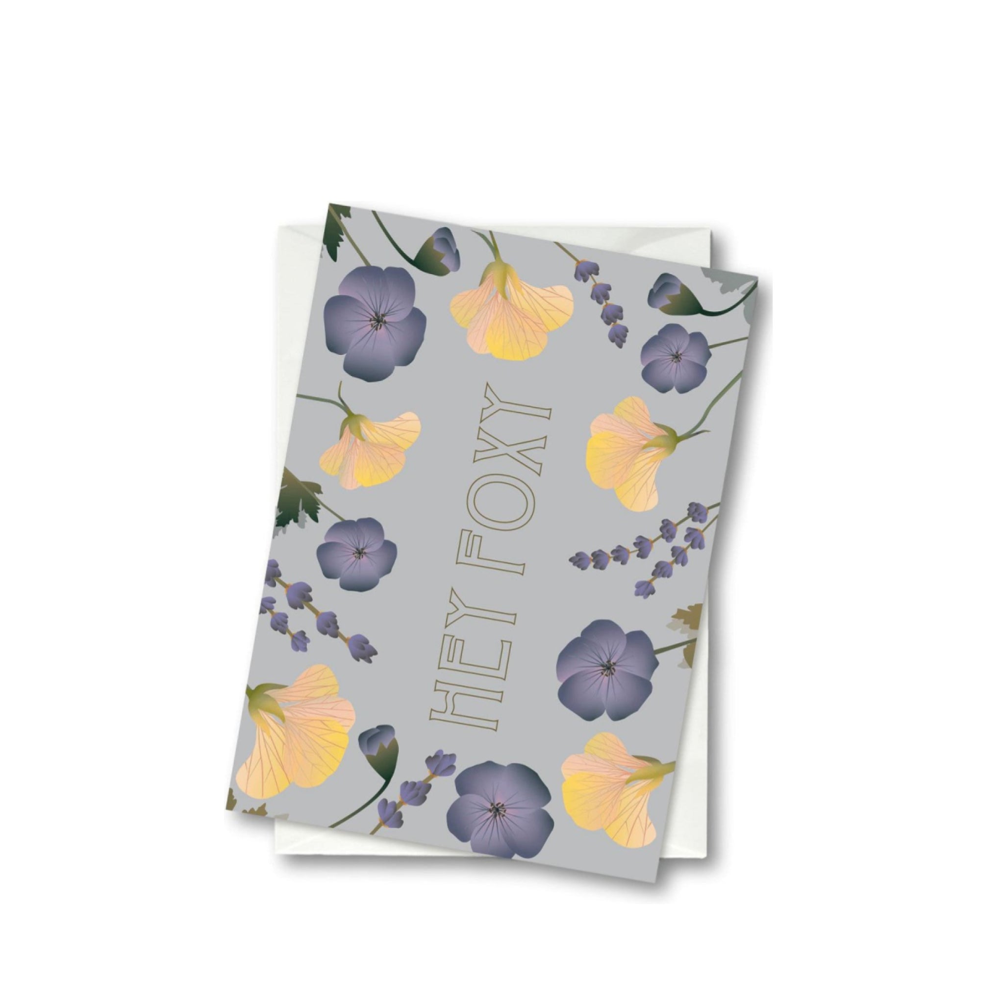 Vissevasse Hey Foxy Flower Bouquet Greeting Card, 10,5x15cm