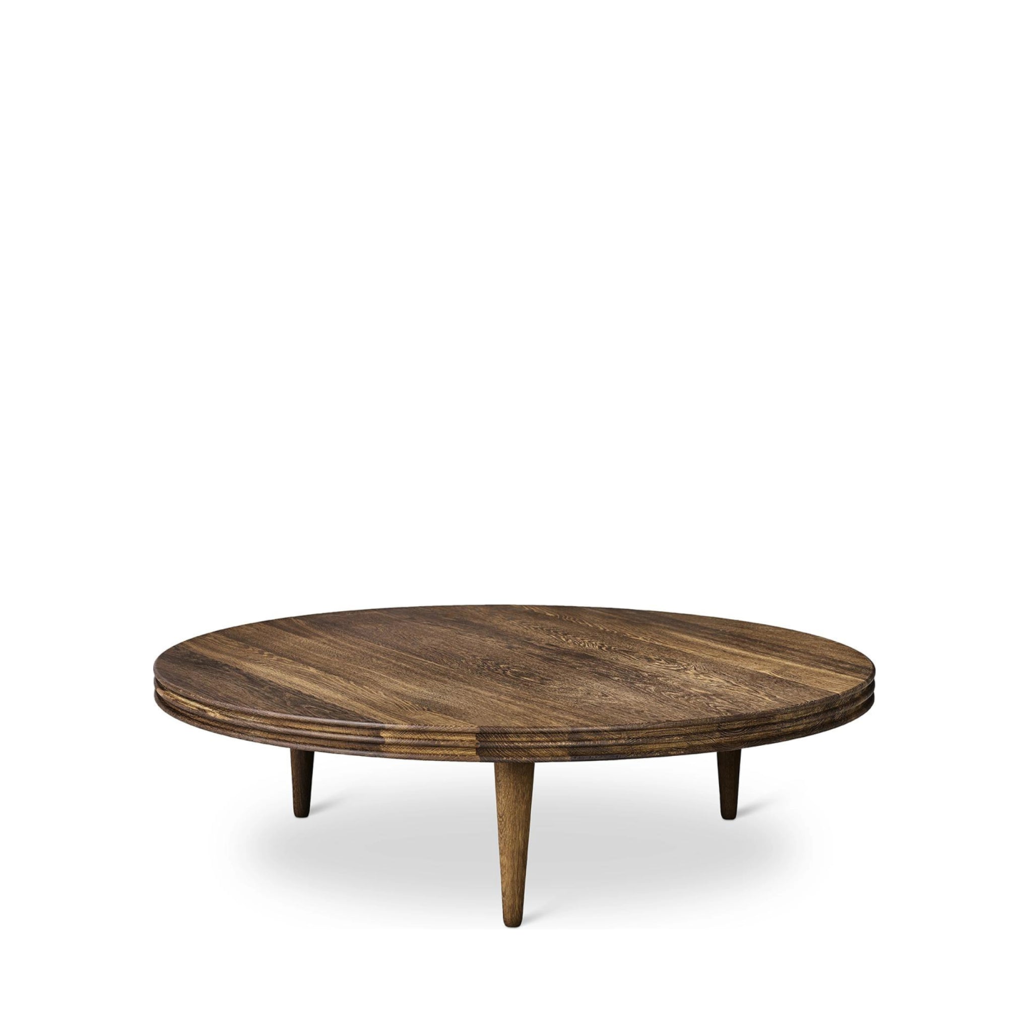 DK3 Groove Three-legged side table oak smoked, ØxH 110x37,5 cm