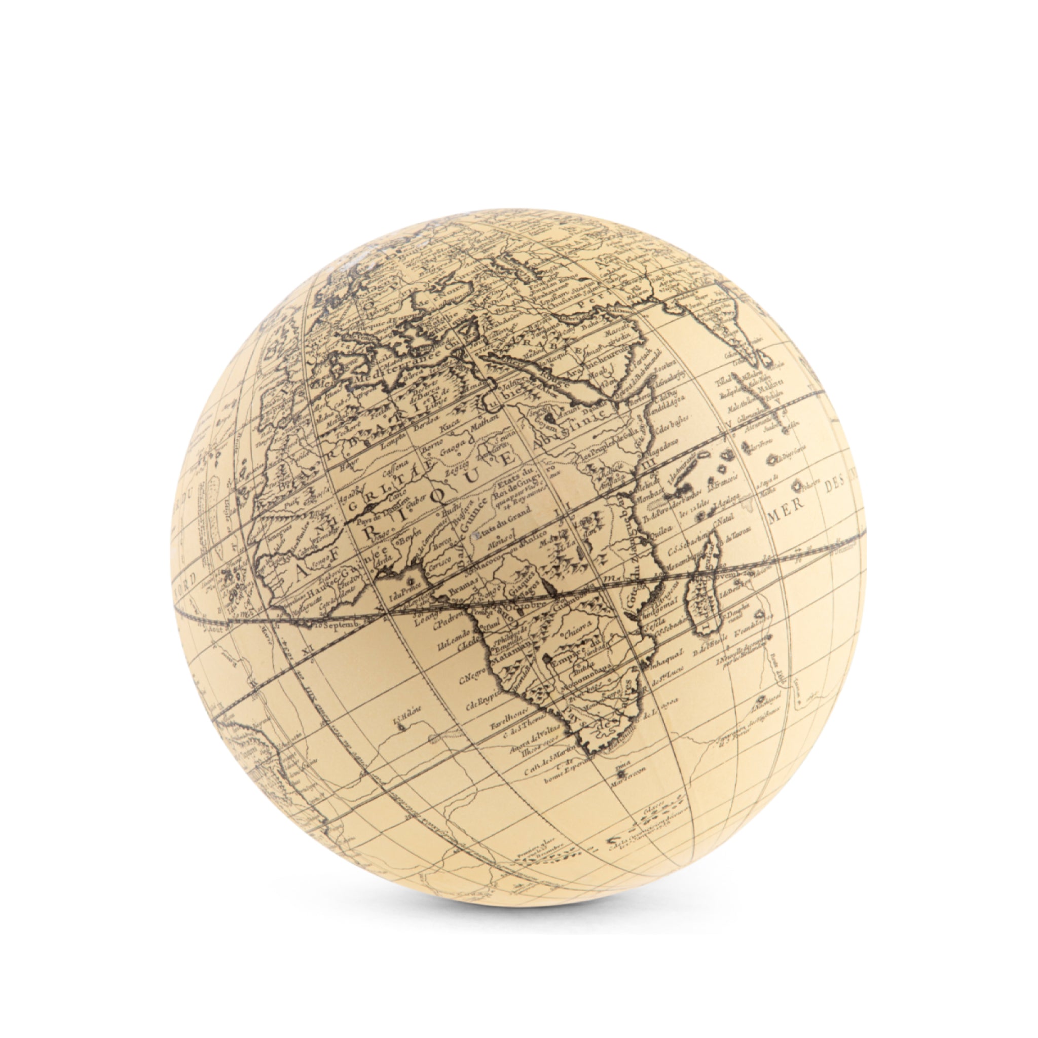 Authentic Models Vaugondy Earth Globe 14 Cm, Ivory