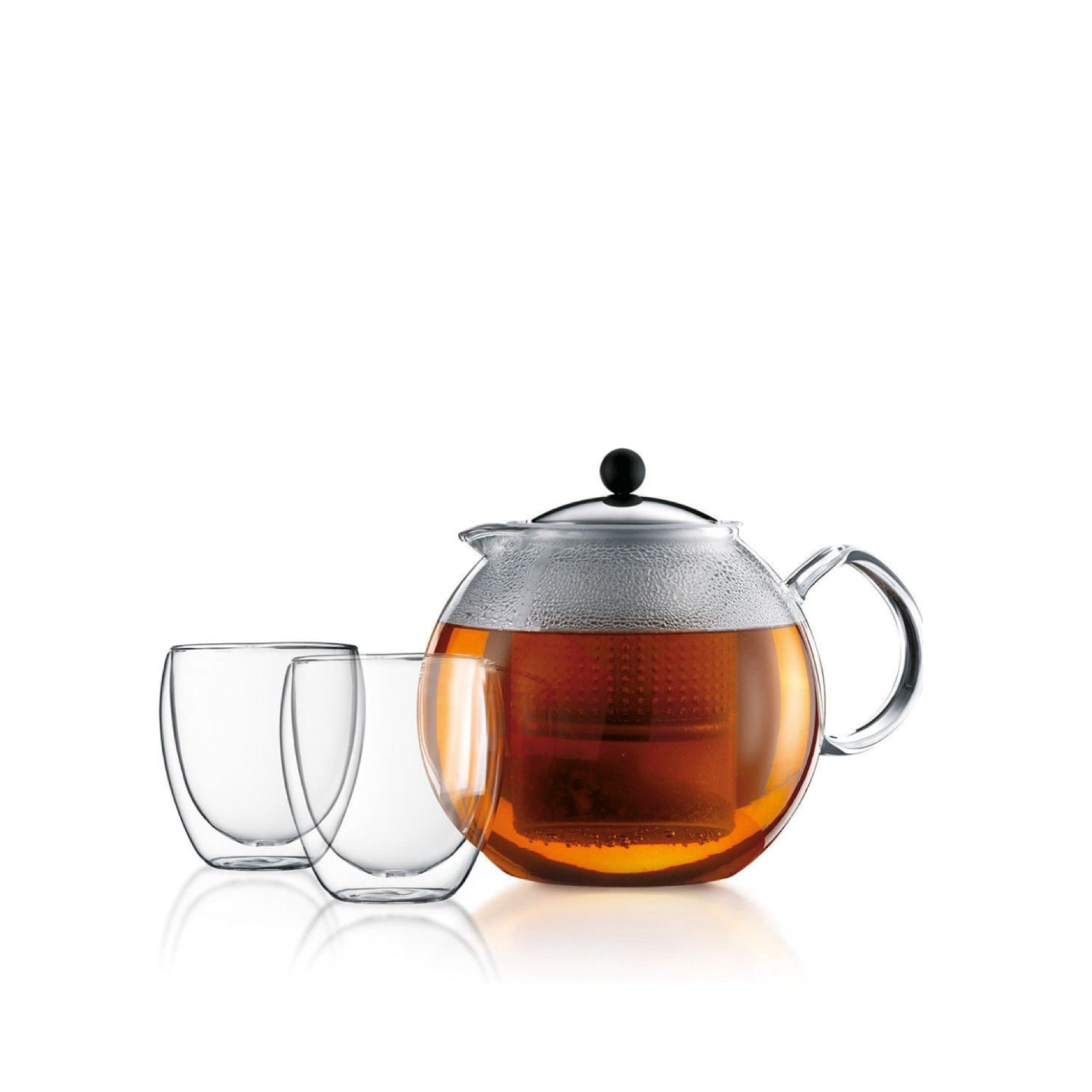 Bodum Assam Set Teapot with 2 double-walled glasses, 2 pcs.