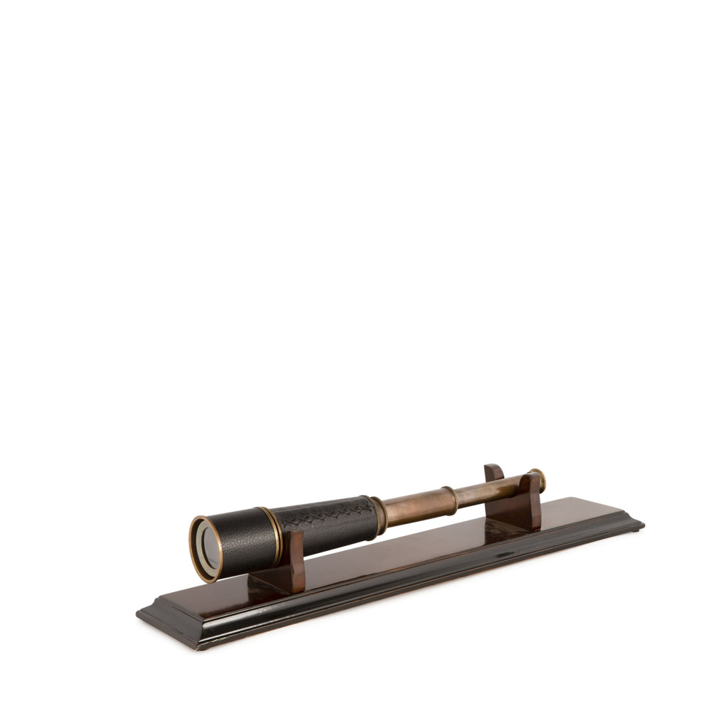 Authentic Models Spyglass Telescope With Leather Panel And Wooden Stand