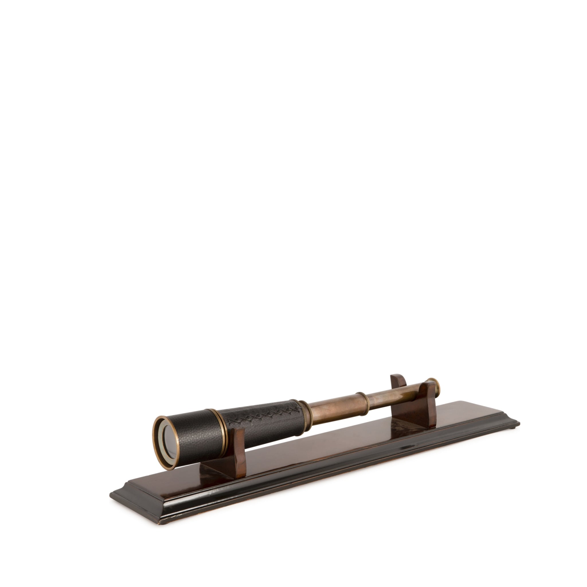 Authentic Models Spyglass Telescope With Leather Panel And Wooden Stand