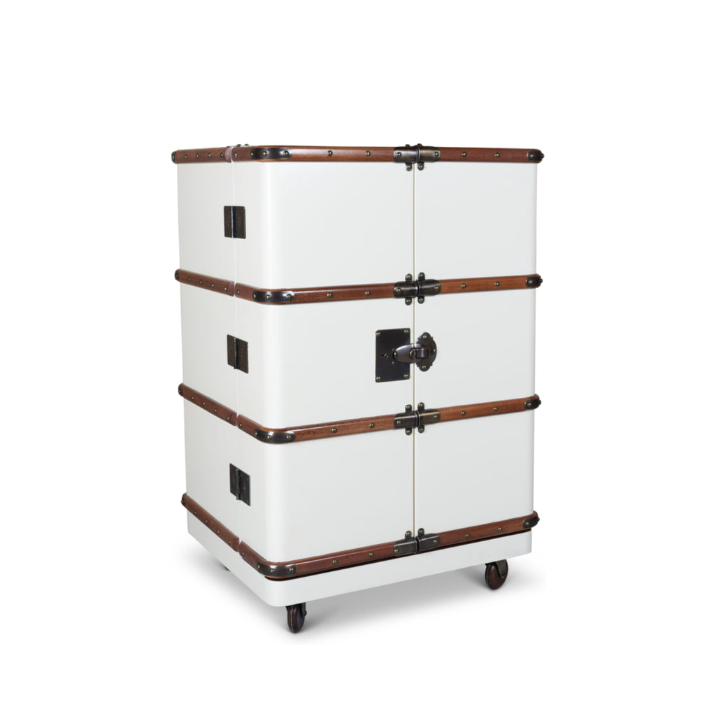 Authentic Models Polo Club Travel Suitcase Cabinet Bar, Off White
