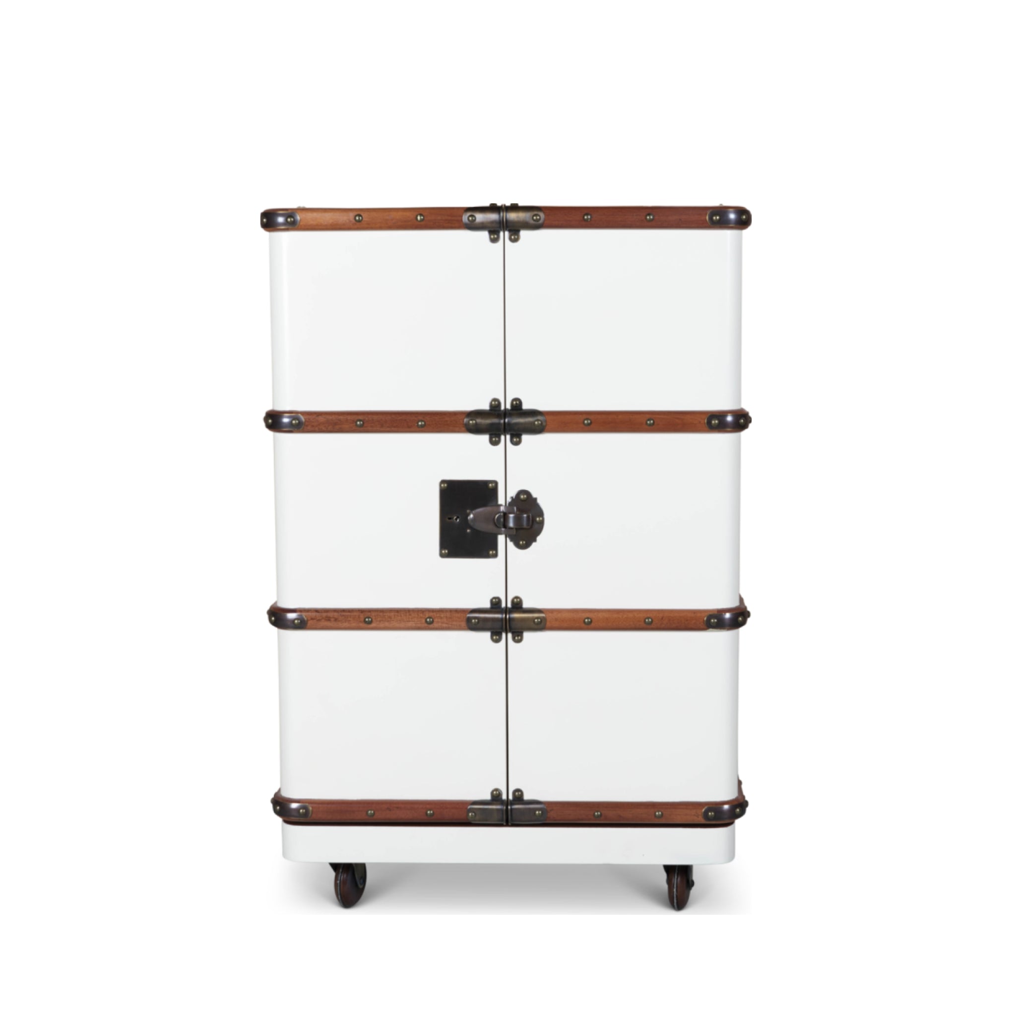 Authentic Models Polo Club Travel Suitcase Cabinet Bar, Off White