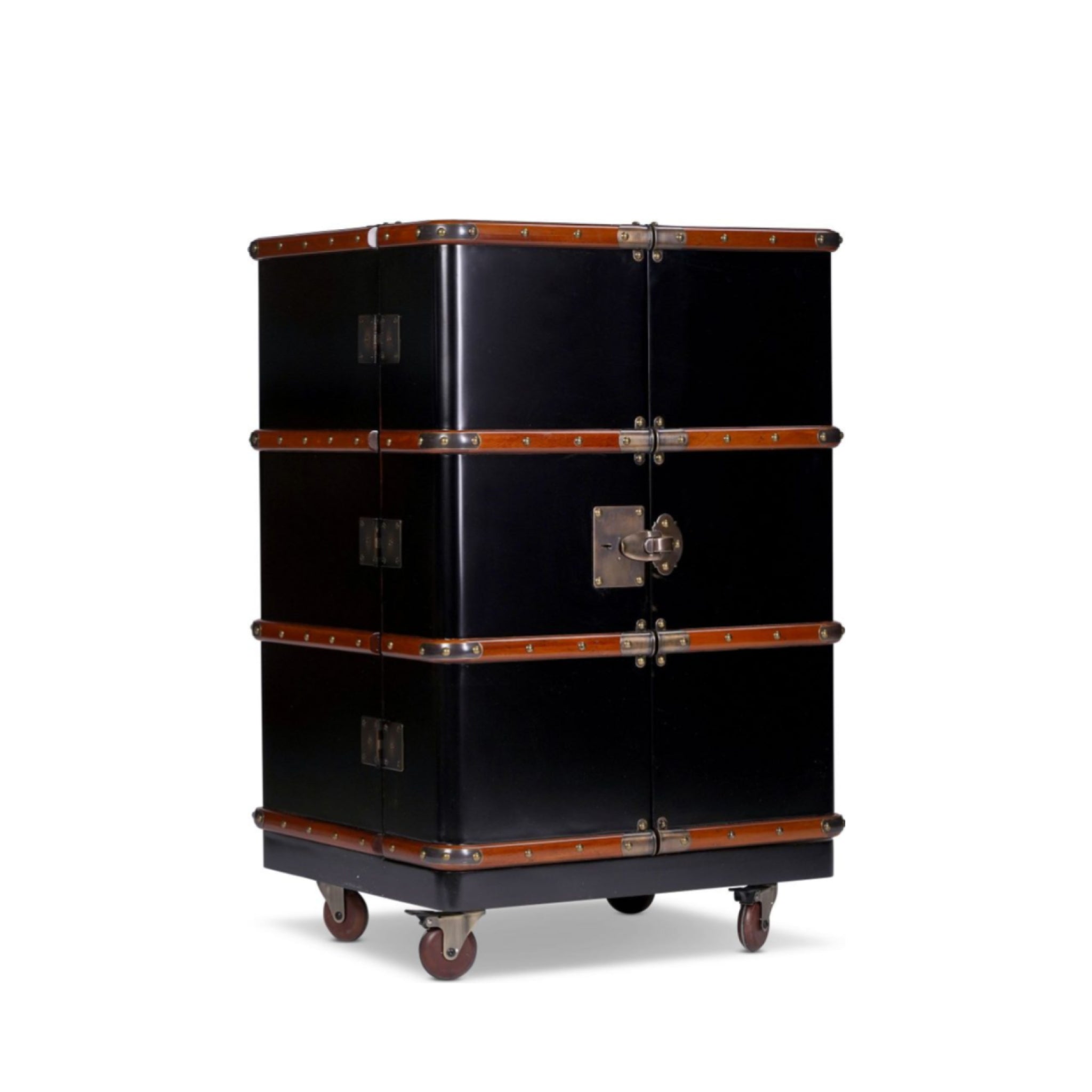 Authentic Models Polo Club Travel Suitcase Cabinet Bar, Black