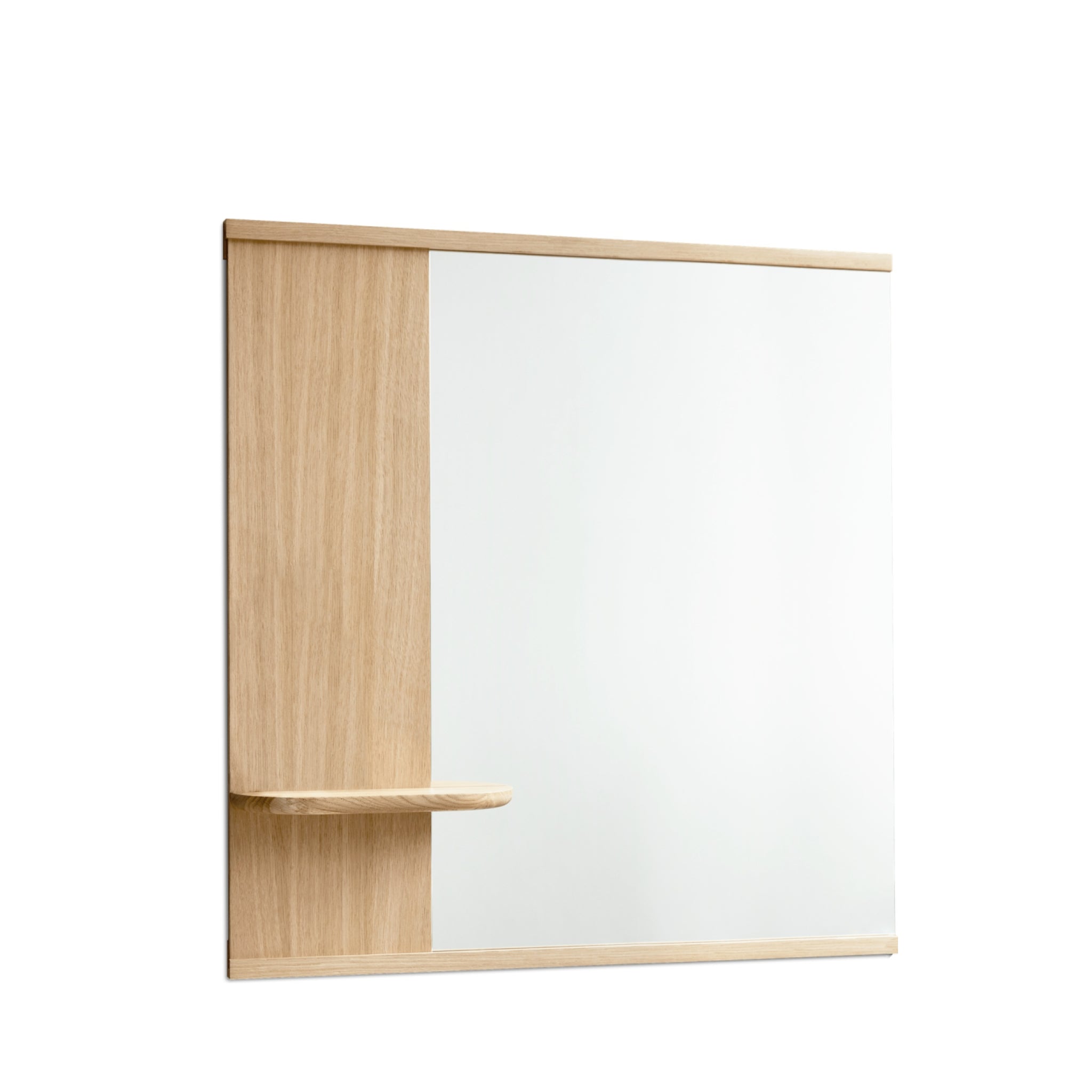 Moebe Oak Wall Mirror with Shelf - Versatile Bathroom Decor 70x72 cm