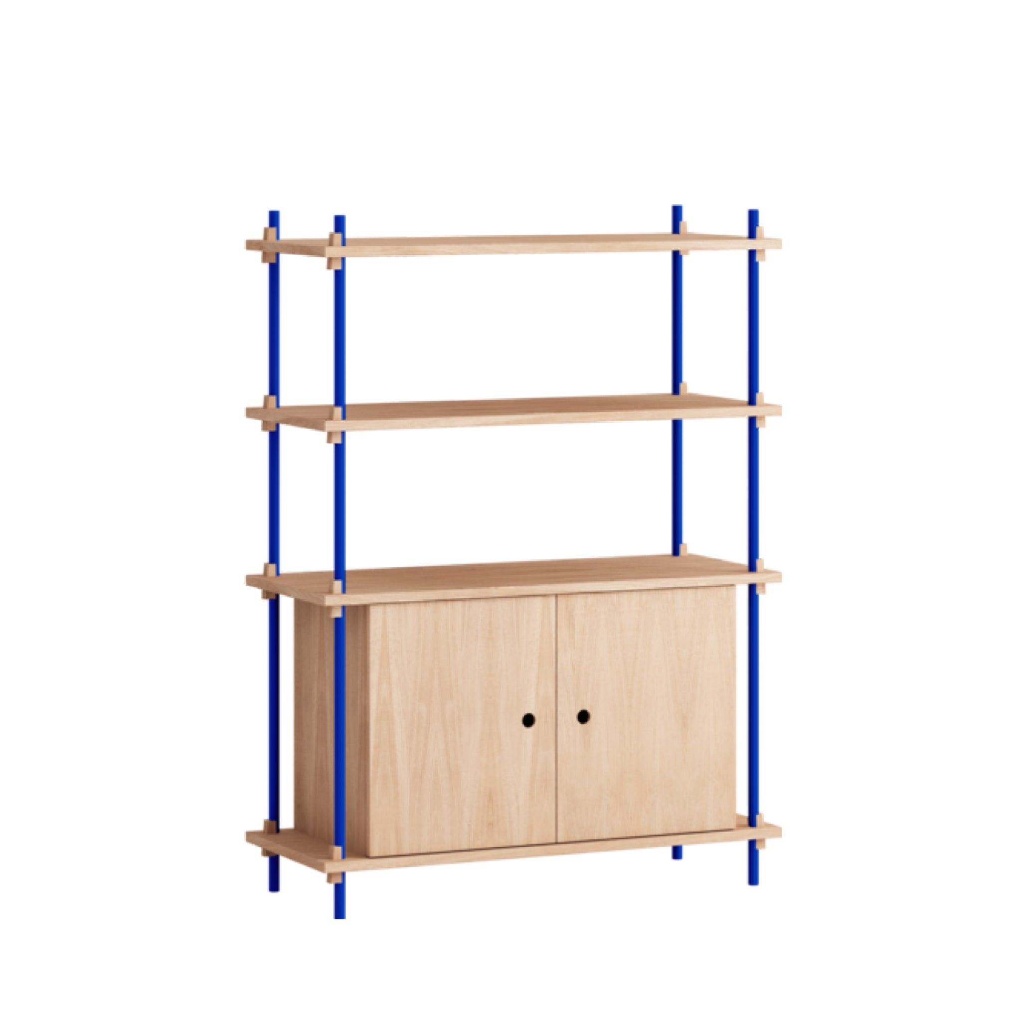 Moebe Shelving Set S.115.1.b, Oak Shelves, Deep Blue Legs (fsc Mix Credit)