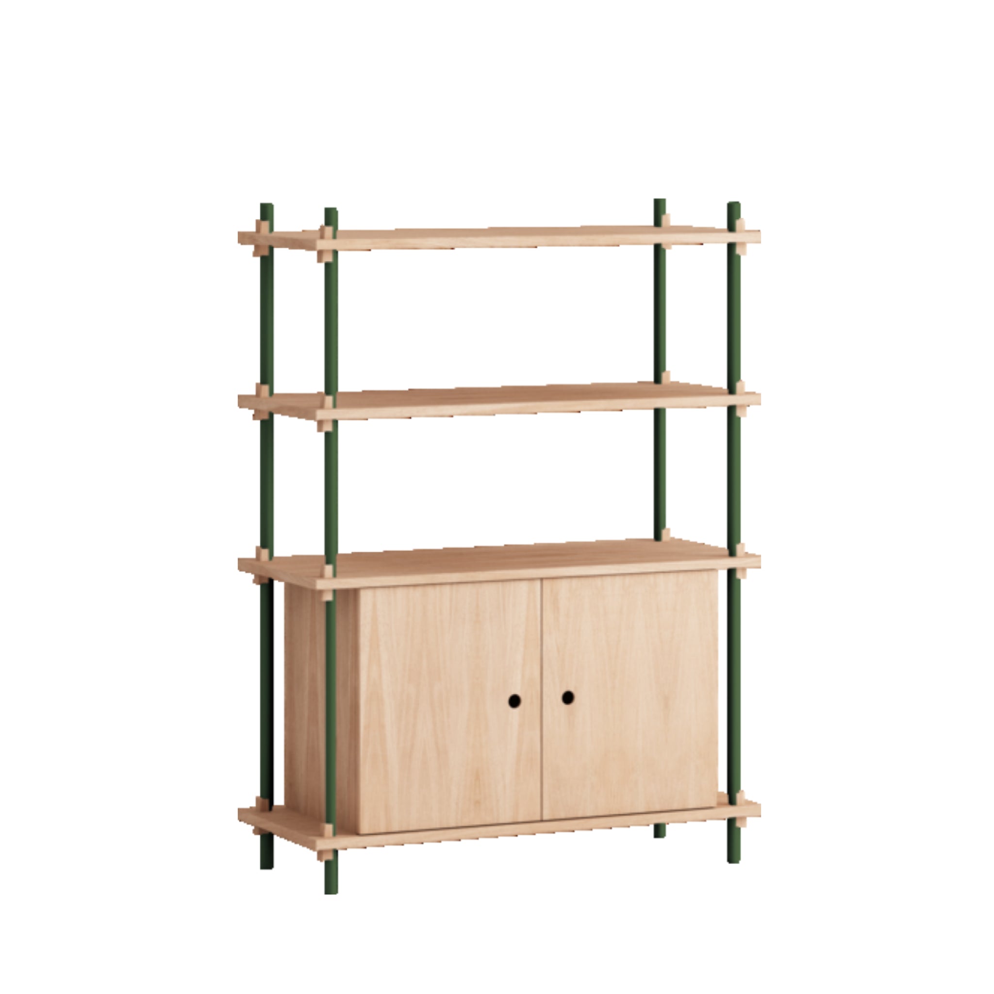 Moebe Shelving Set S.115.1.b, Oak Shelves, Pine Green Legs (fsc Mix Credit)
