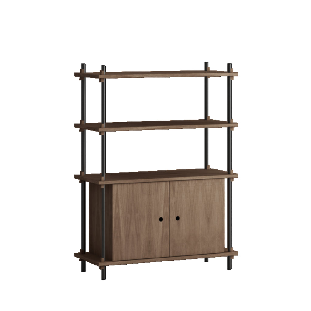 Moebe Shelving Set S.115.1.b, Smoked Oak Shelves, Black Legs (fsc Mix Credit)