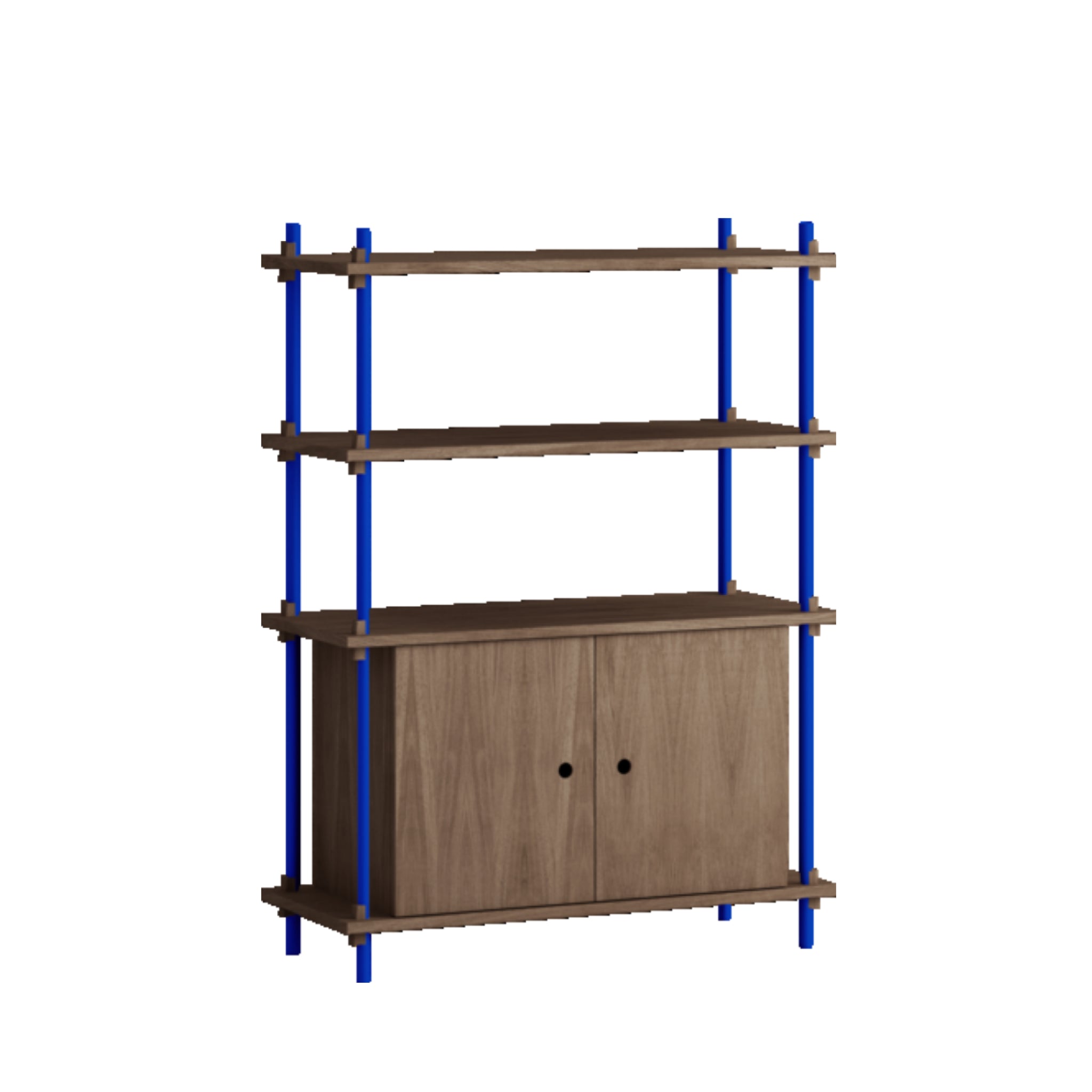 Moebe Shelving Set S.115.1.b, Smoked Oak Shelves, Deep Blue Legs (fsc Mix Credit)