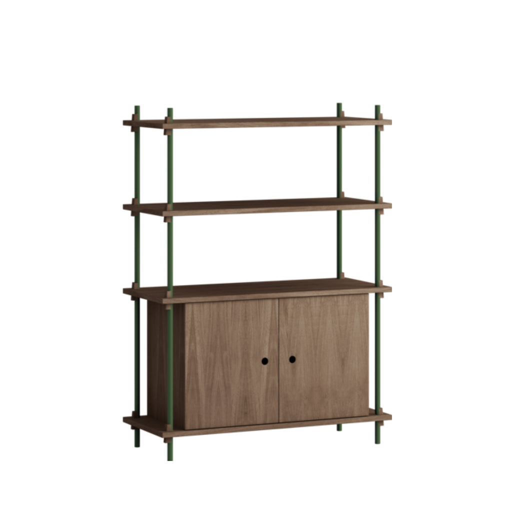 Moebe Shelving Set S.115.1.b, Smoked Oak Shelves, Pine Green Legs (fsc Mix Credit)