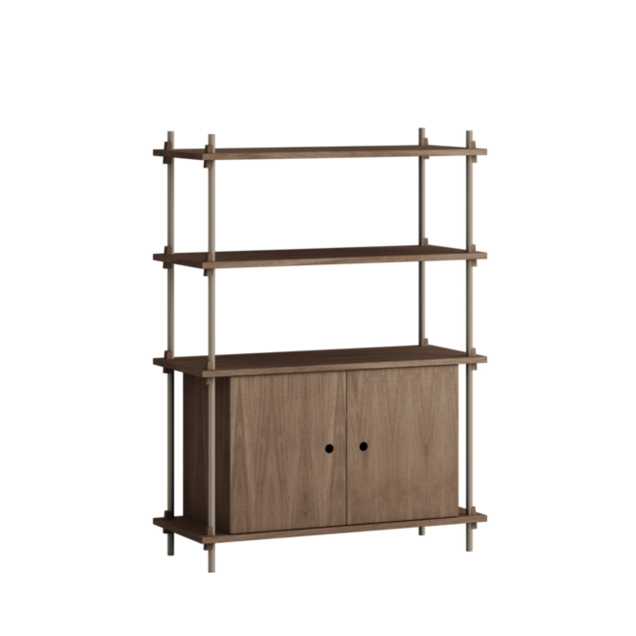 Moebe Shelving Set S.115.1.b, Smoked Oak Shelves, Warm Grey Legs (fsc Mix Credit)