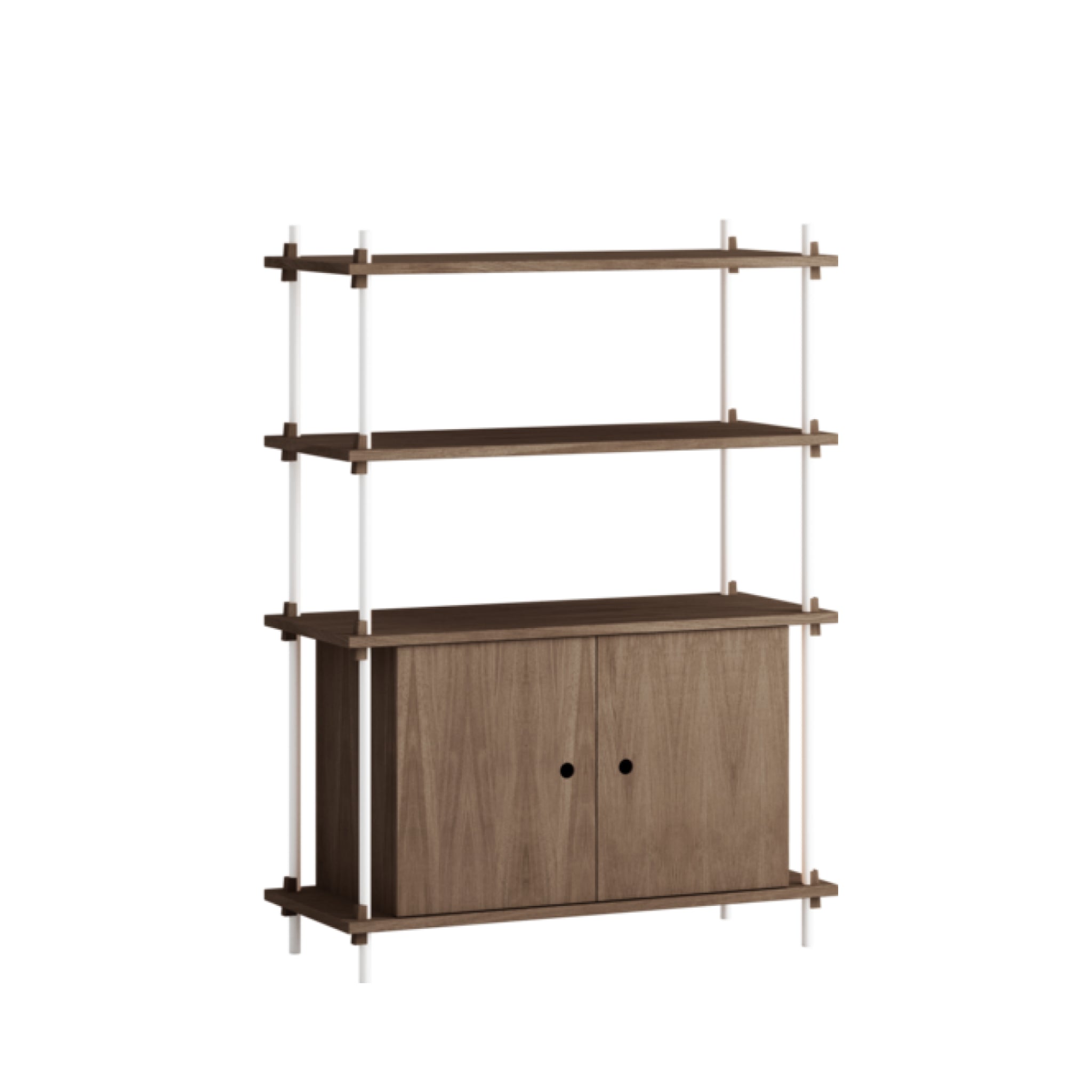 Moebe Shelving Set S.115.1.b, Smoked Oak Shelves, White Legs (fsc Mix Credit)