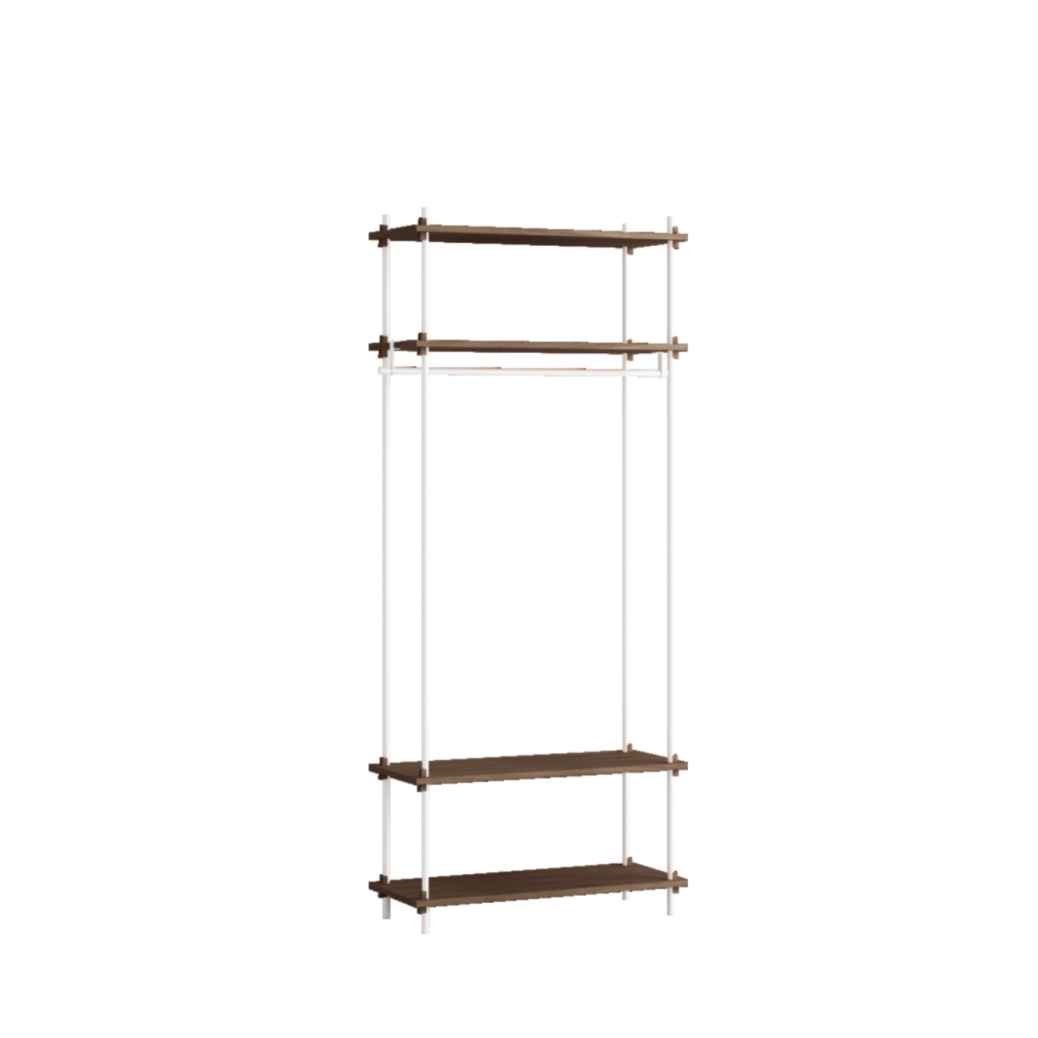 Moebe Shelving Set S.200.1.f, Smoked Oak Shelves, White Legs (fsc Mix Credit)
