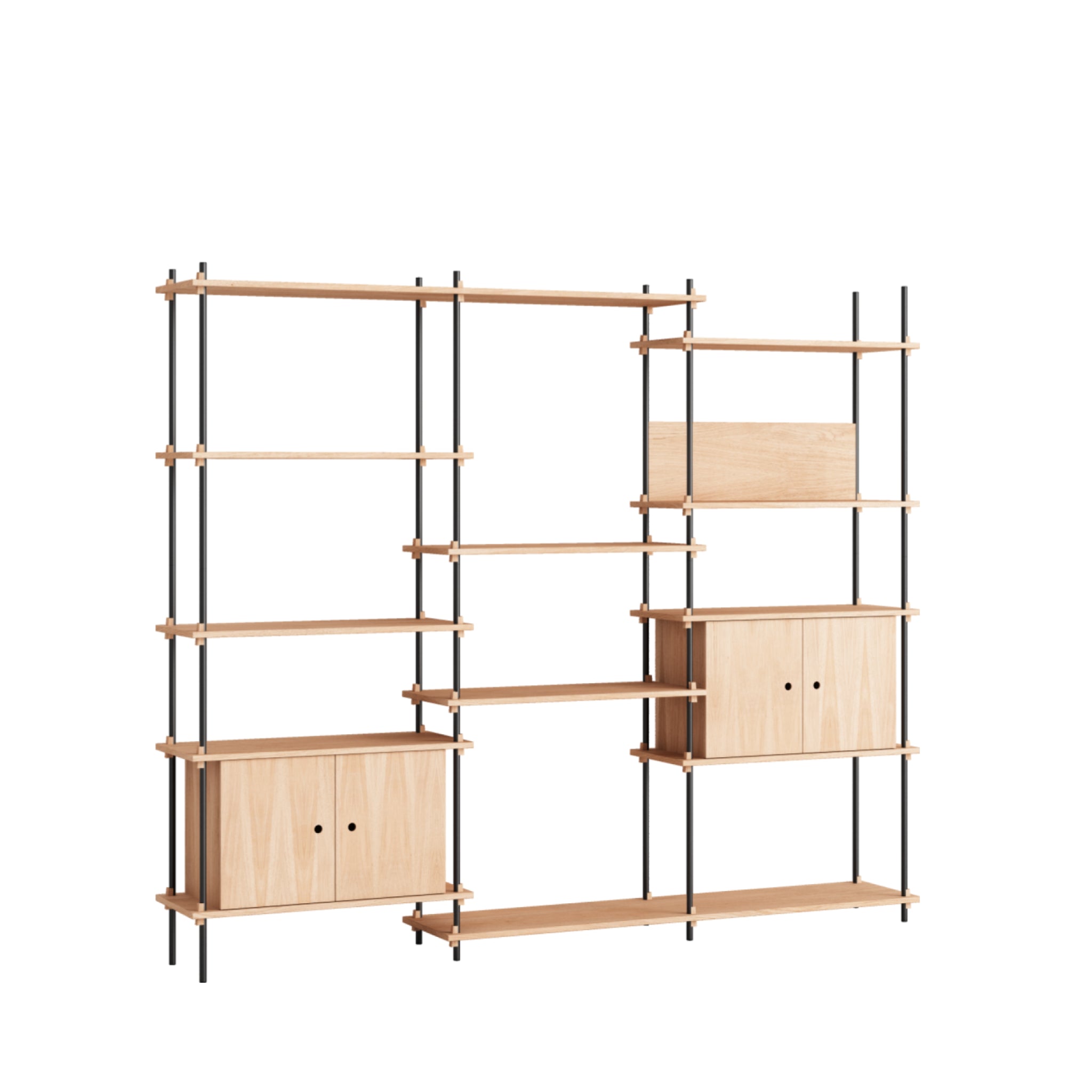 Moebe Shelving Set S.200.3.b, Oak Shelves, Black Legs (fsc Mix Credit)