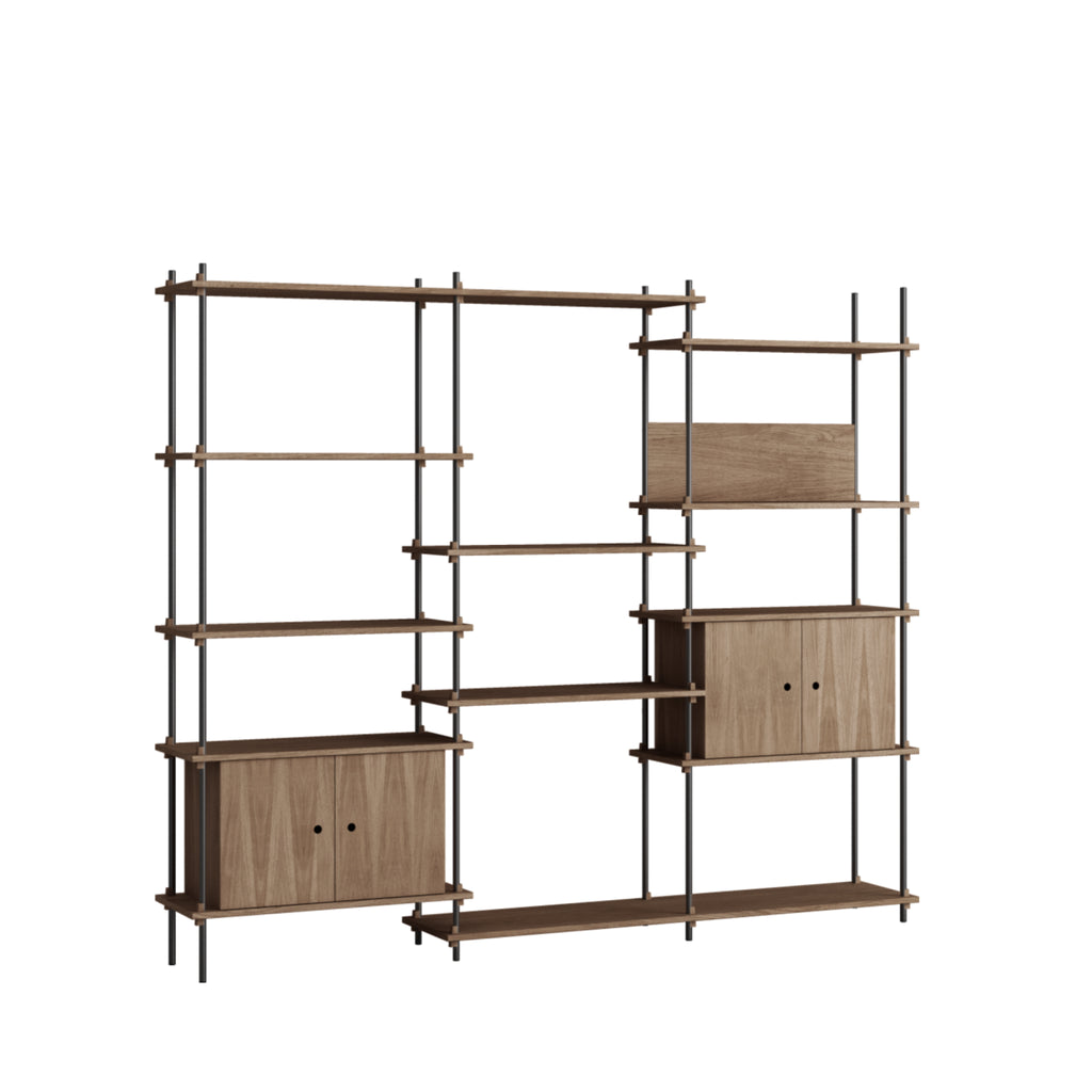 Moebe Shelving Set S.200.3.b, Smoked Oak Shelves, Black Legs (fsc Mix Credit)
