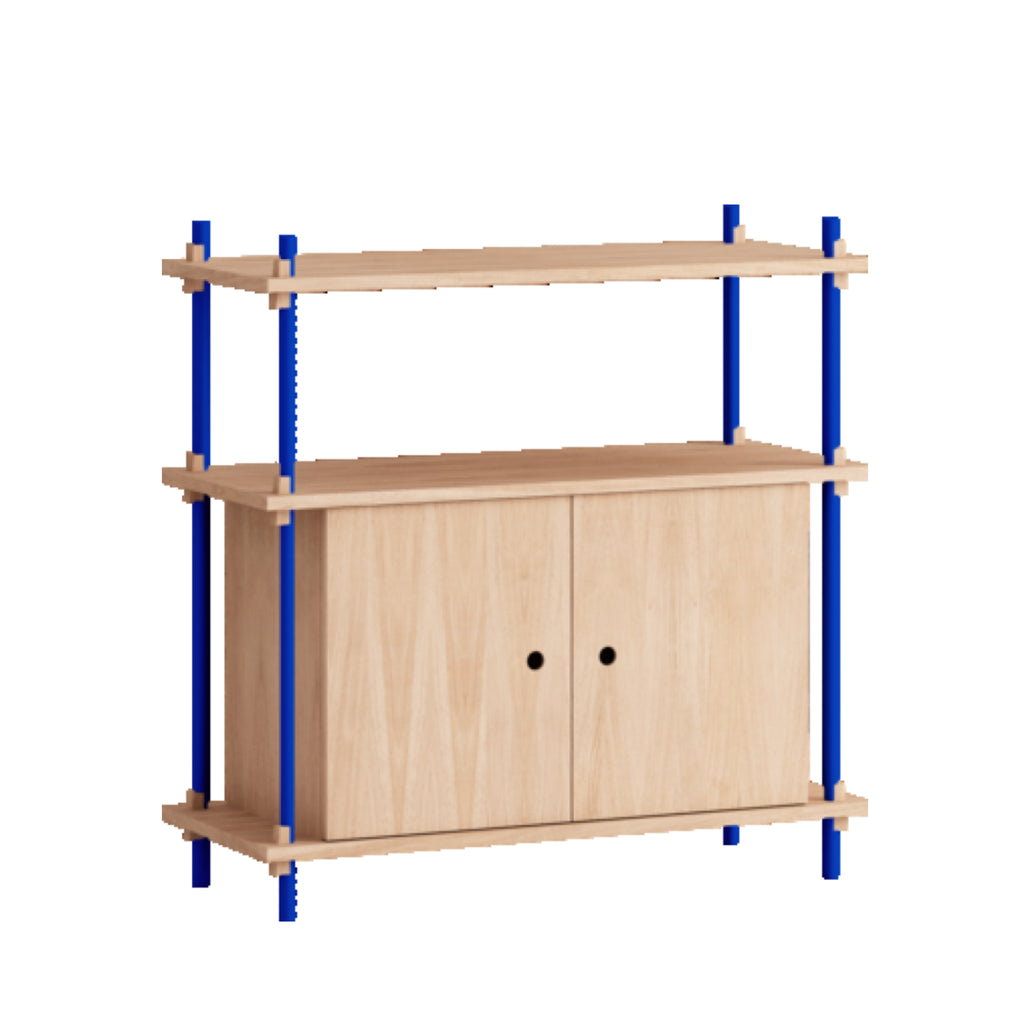 Moebe Shelving Set S.85.1.b, Oak Shelves, Deep Blue Legs (fsc Mix Credit)