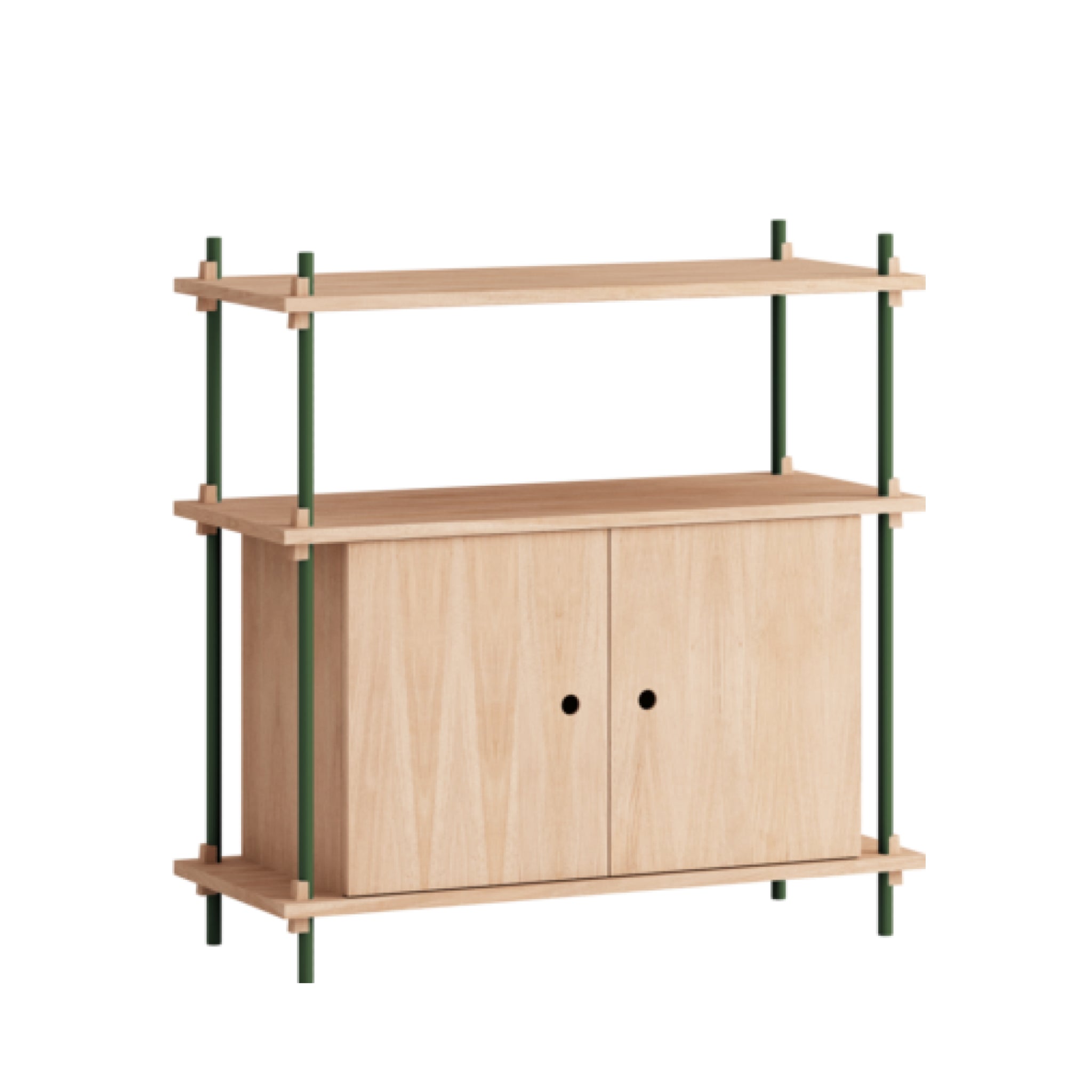 Moebe Shelving Set S.85.1.b, Oak Shelves, Pine Green Legs (fsc Mix Credit)