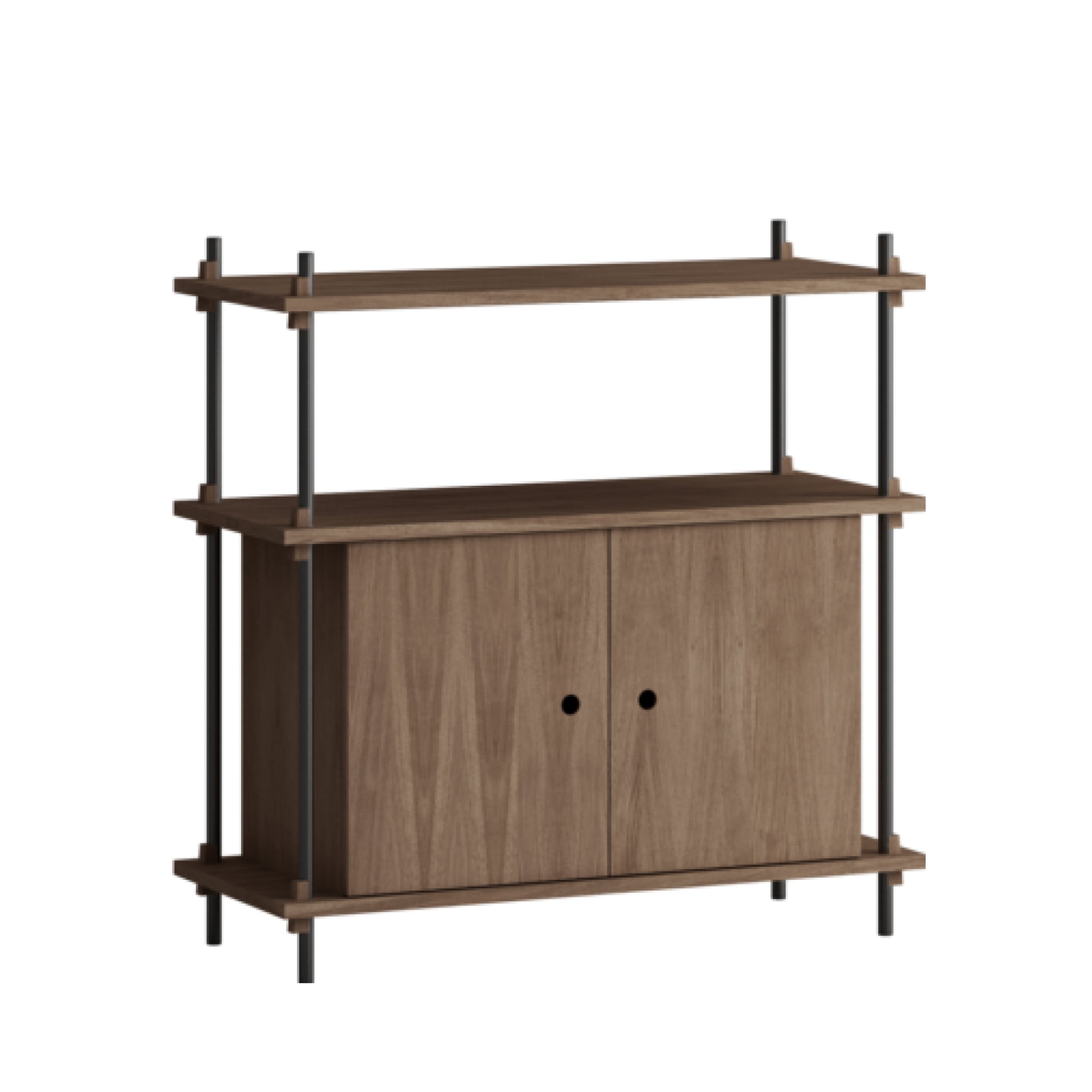 Moebe Shelving Set S.85.1.b, Smoked Oak Shelves, Black Legs (fsc Mix Credit)