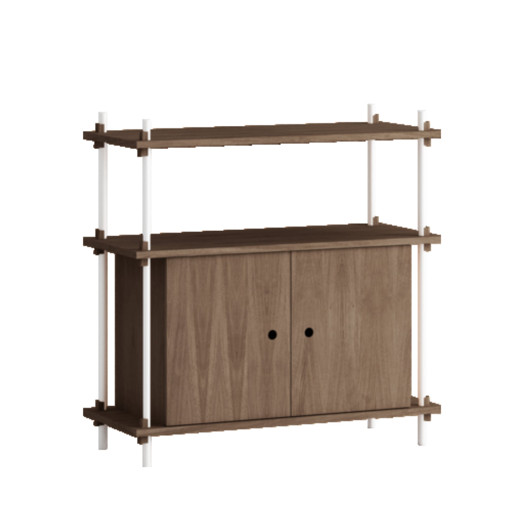 Moebe Shelving Set S.85.1.b, Smoked Oak Shelves, White Legs (fsc Mix Credit)