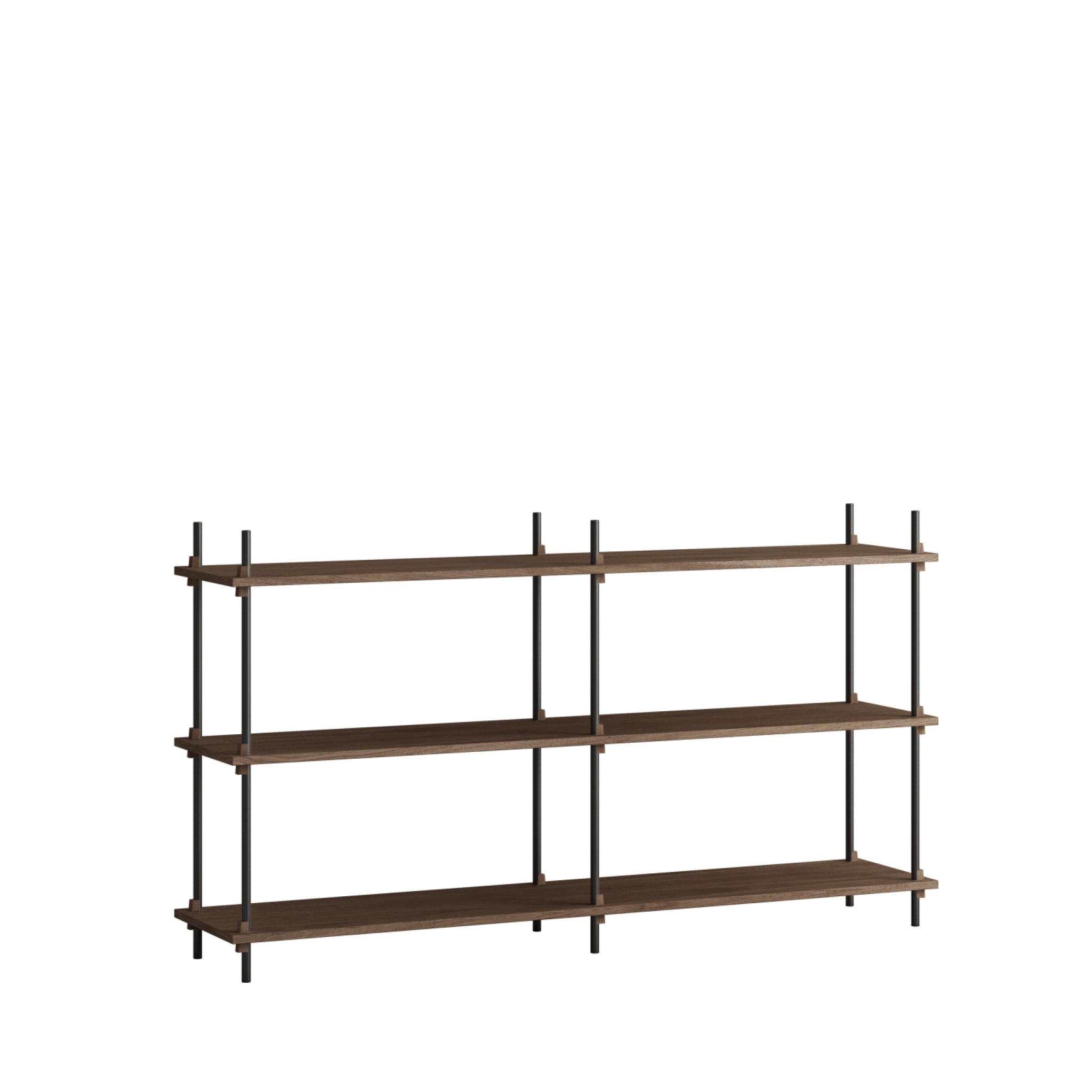 Moebe Shelving Set S.85.2.b, Smoked Oak Shelves, Black Legs (fsc Mix Credit)
