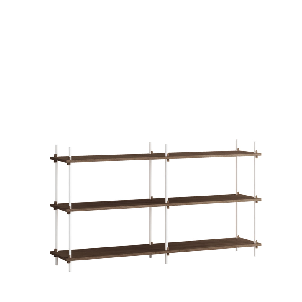 Moebe Shelving Set S.85.2.b, Smoked Oak Shelves, White Legs (fsc Mix Credit)