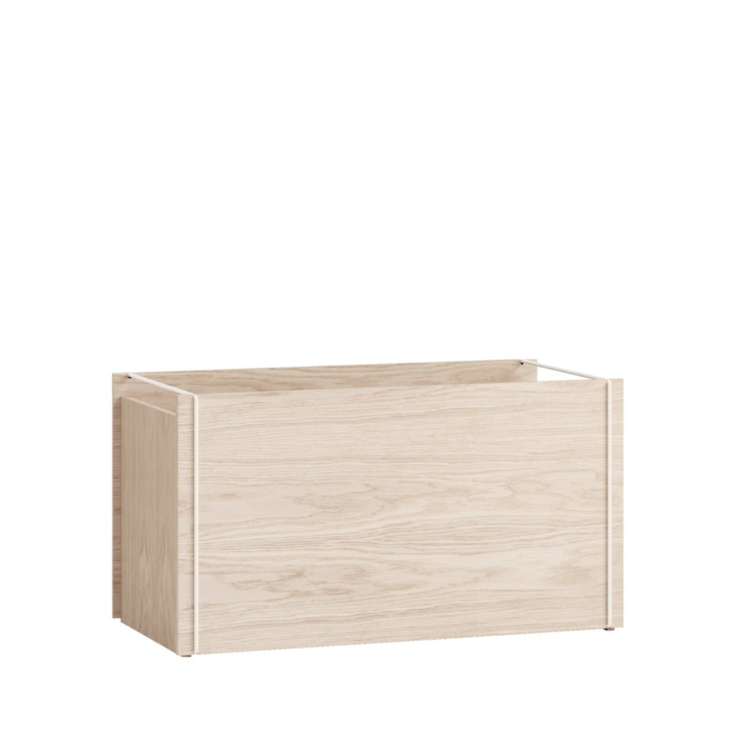 Moebe Storage Box in Warm Grey - Stylish Oak Veneer, Minimalist Design