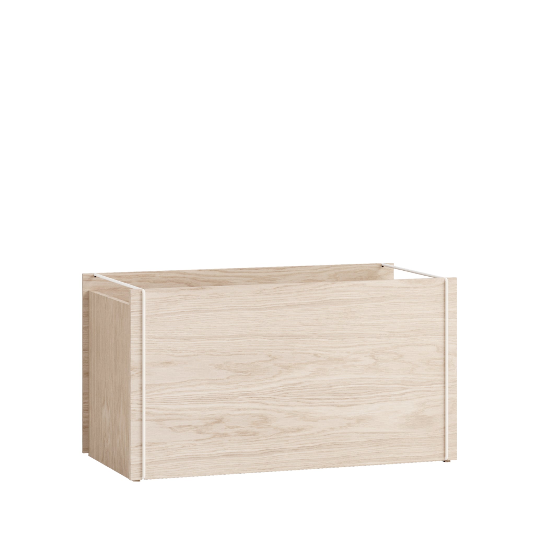 Moebe Storage Box in Warm Grey - Stylish Oak Veneer, Minimalist Design