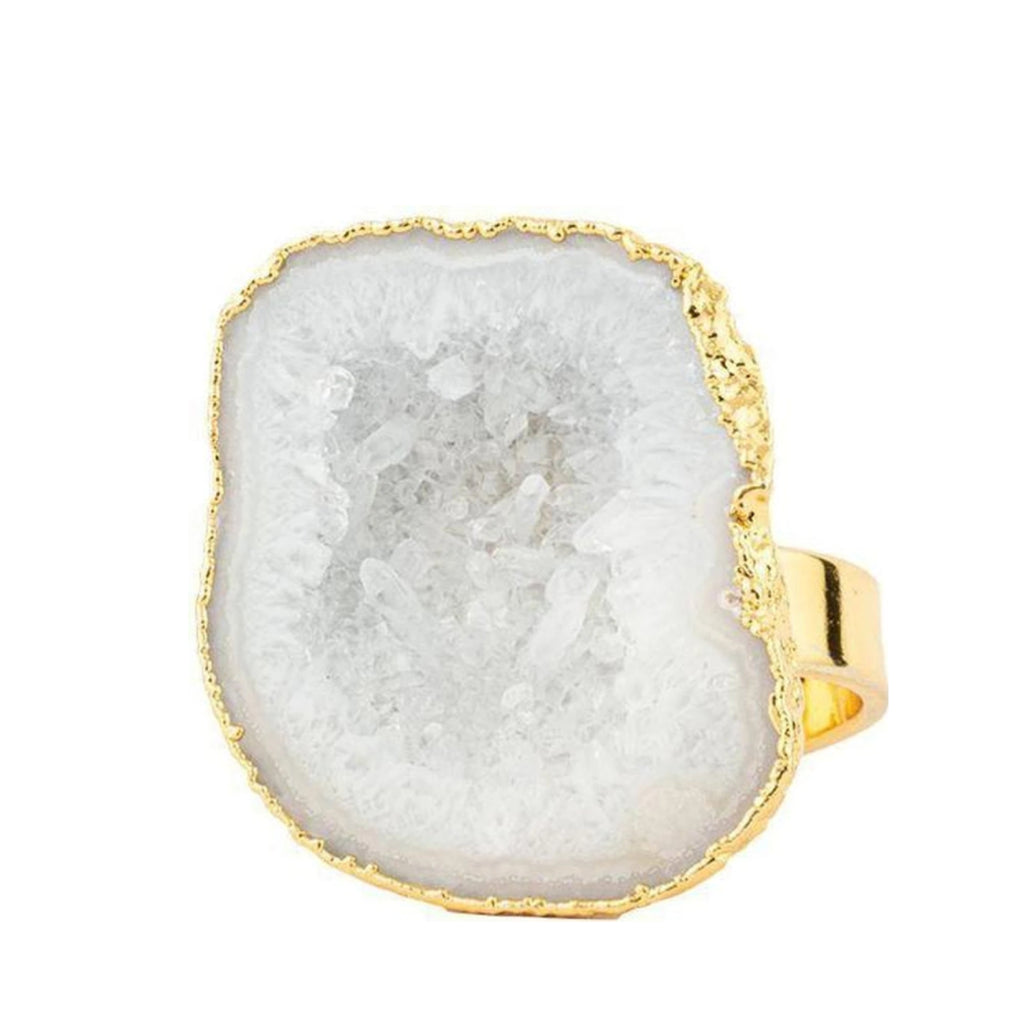 Vincent Asger Ring White Geode Gold Plated