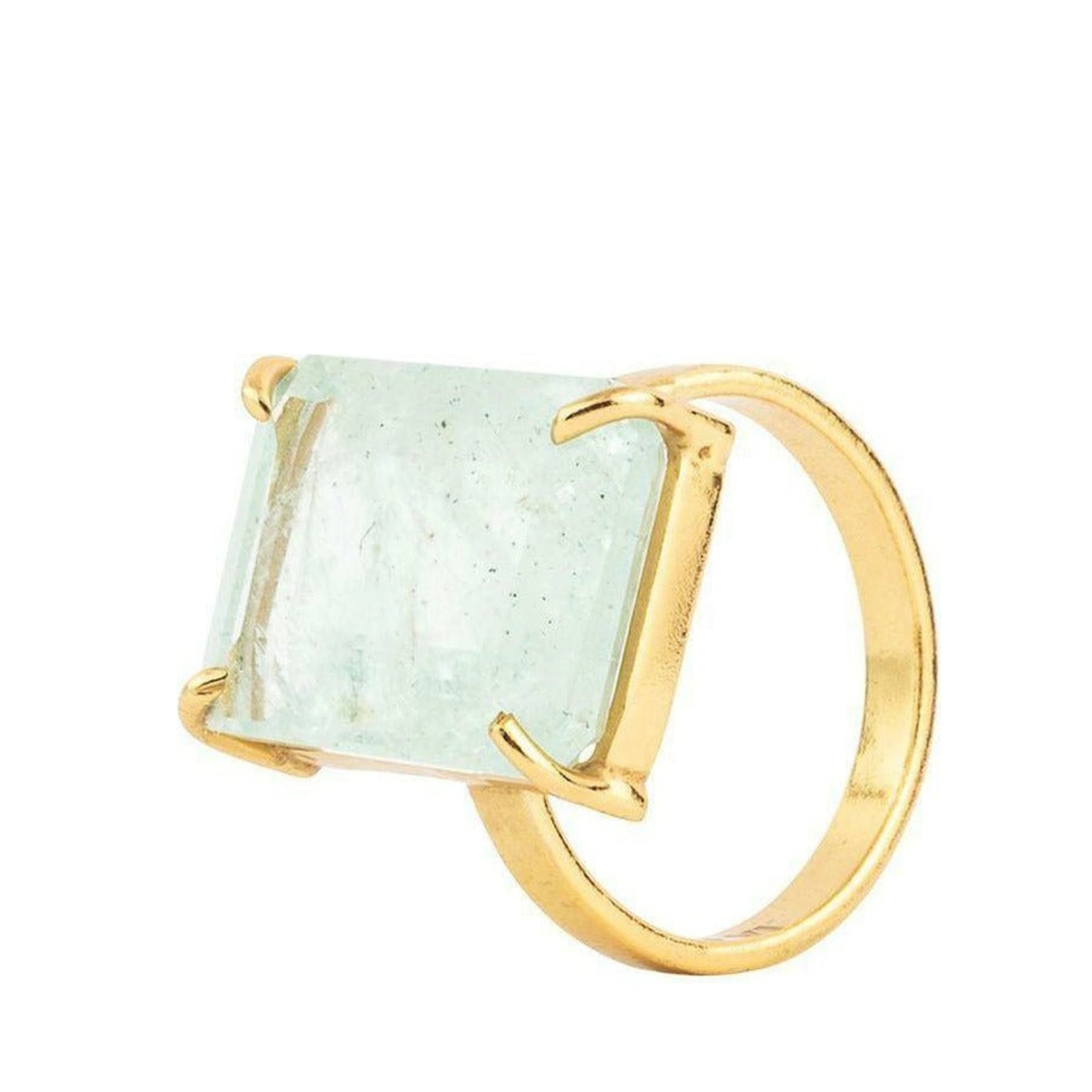 Vincent Candy Rock Sky Blue Topaz Ring Gold Plated, Size 52