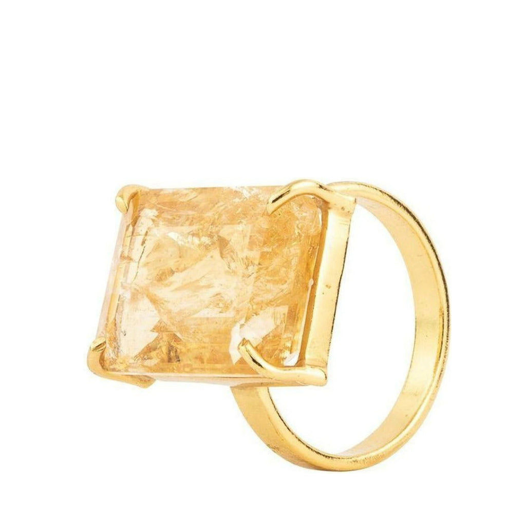 Vincent Candy Rock Citrine Ring Gold Plated, Size 52