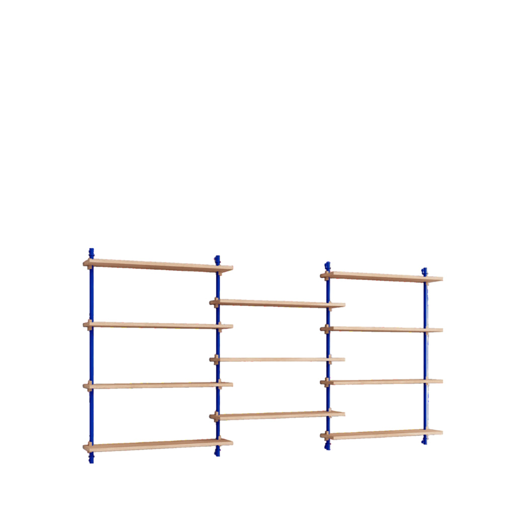 Moebe Wall Shelving Set Ws.115.3, Oak Shelves, Deep Blue Legs (fsc Mix Credit)
