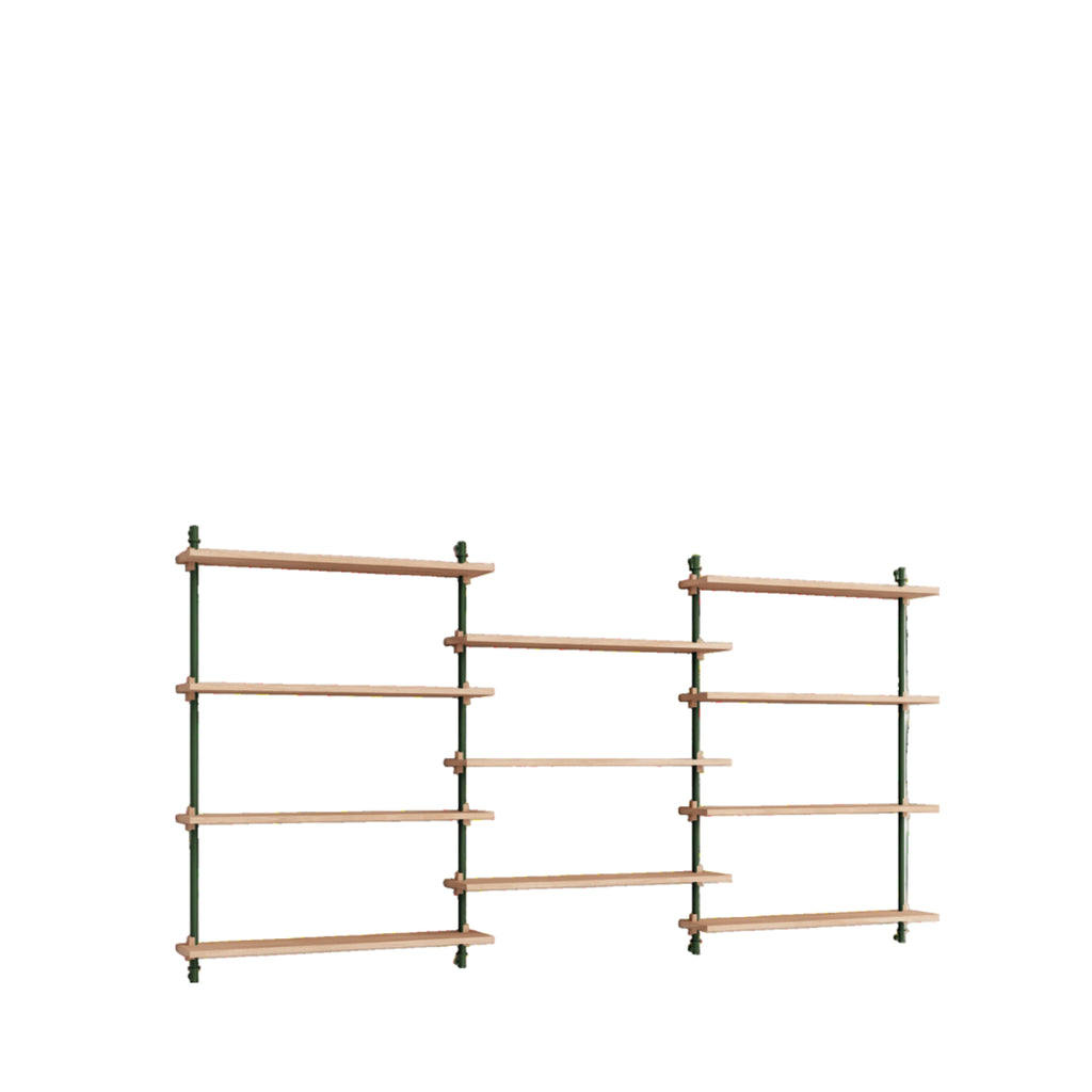 Moebe Wall Shelving Set Ws.115.3, Oak Shelves, Pine Green Legs (fsc Mix Credit)