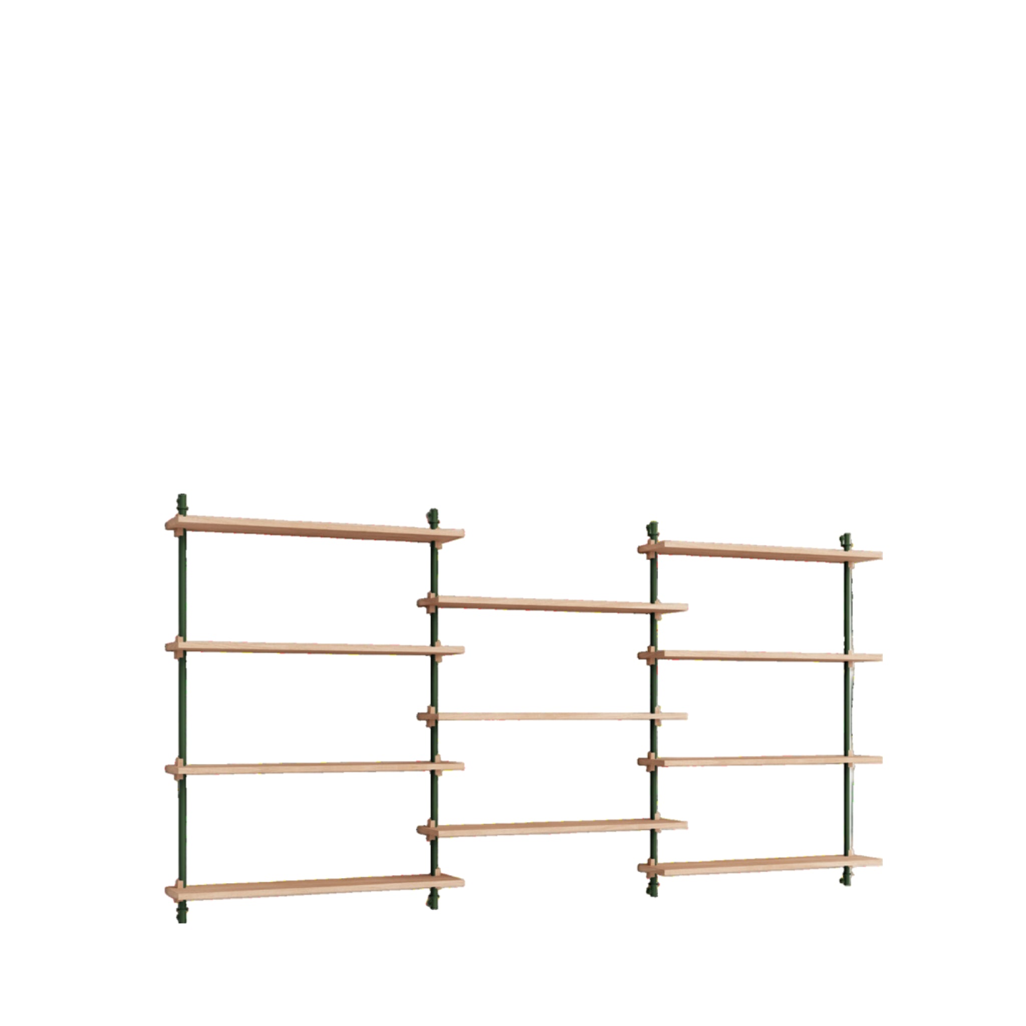 Moebe Wall Shelving Set Ws.115.3, Oak Shelves, Pine Green Legs (fsc Mix Credit)