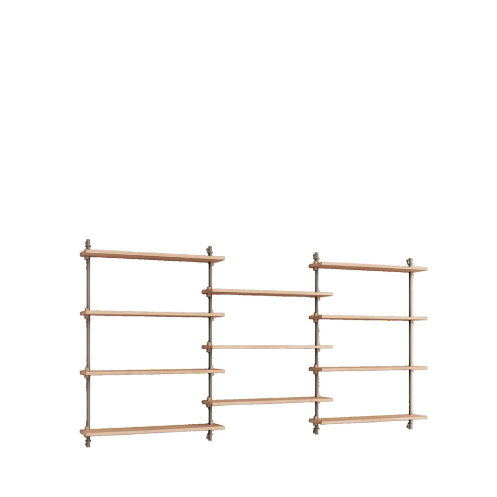 Moebe Wall Shelving Set Ws.115.3, Oak Shelves, Warm Grey Legs (fsc Mix Credit)