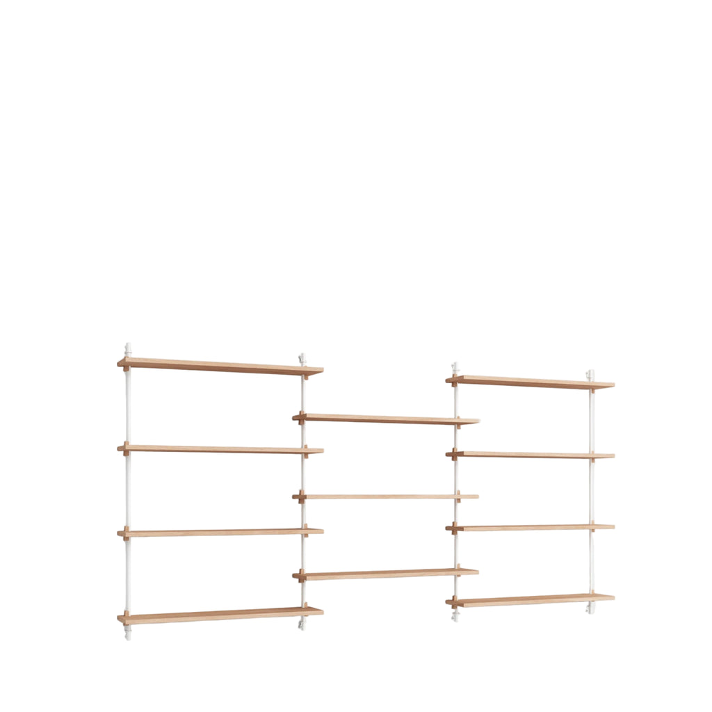 Moebe Wall Shelving Set Ws.115.3, Oak Shelves, White Legs (fsc Mix Credit)