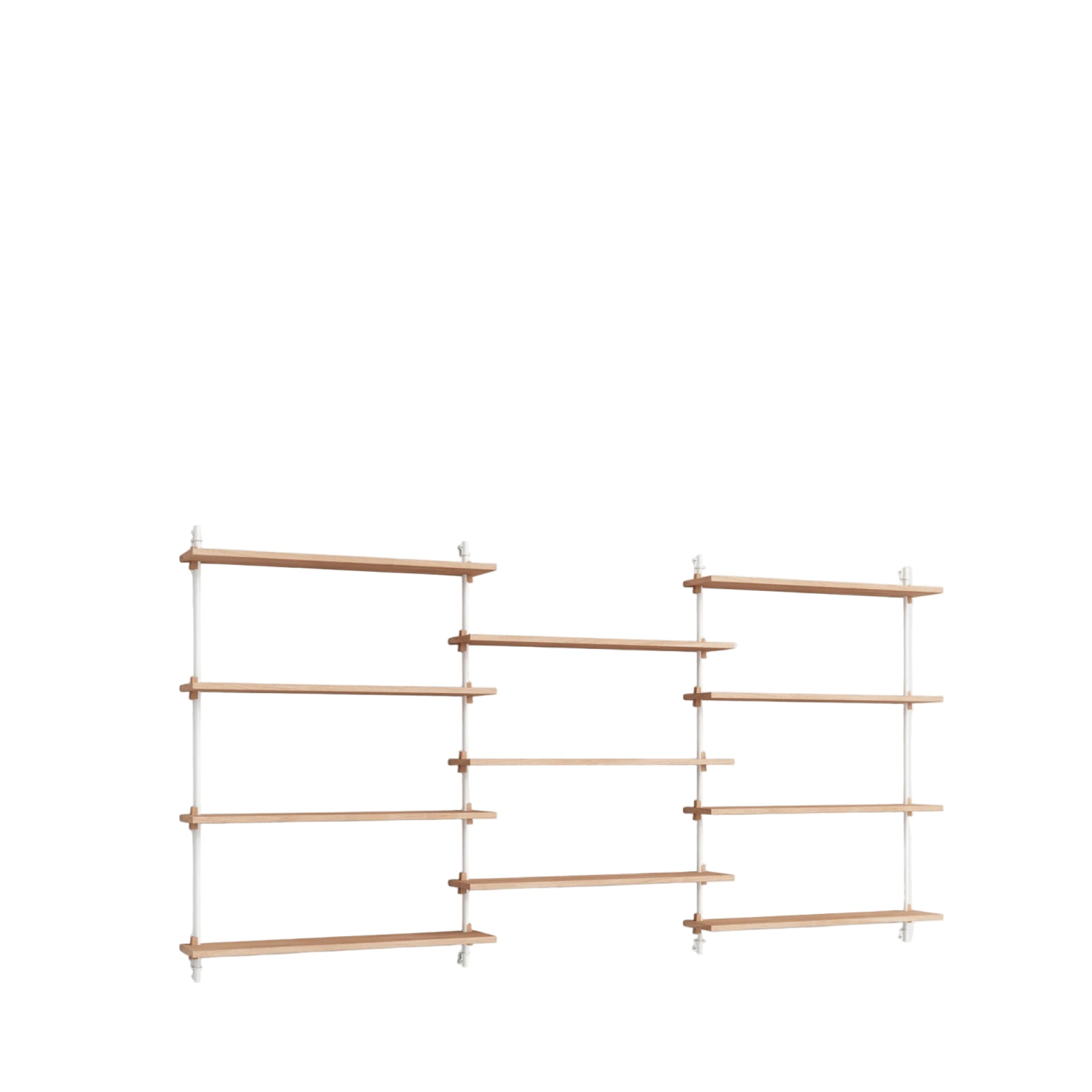 Moebe Wall Shelving Set Ws.115.3, Oak Shelves, White Legs (fsc Mix Credit)
