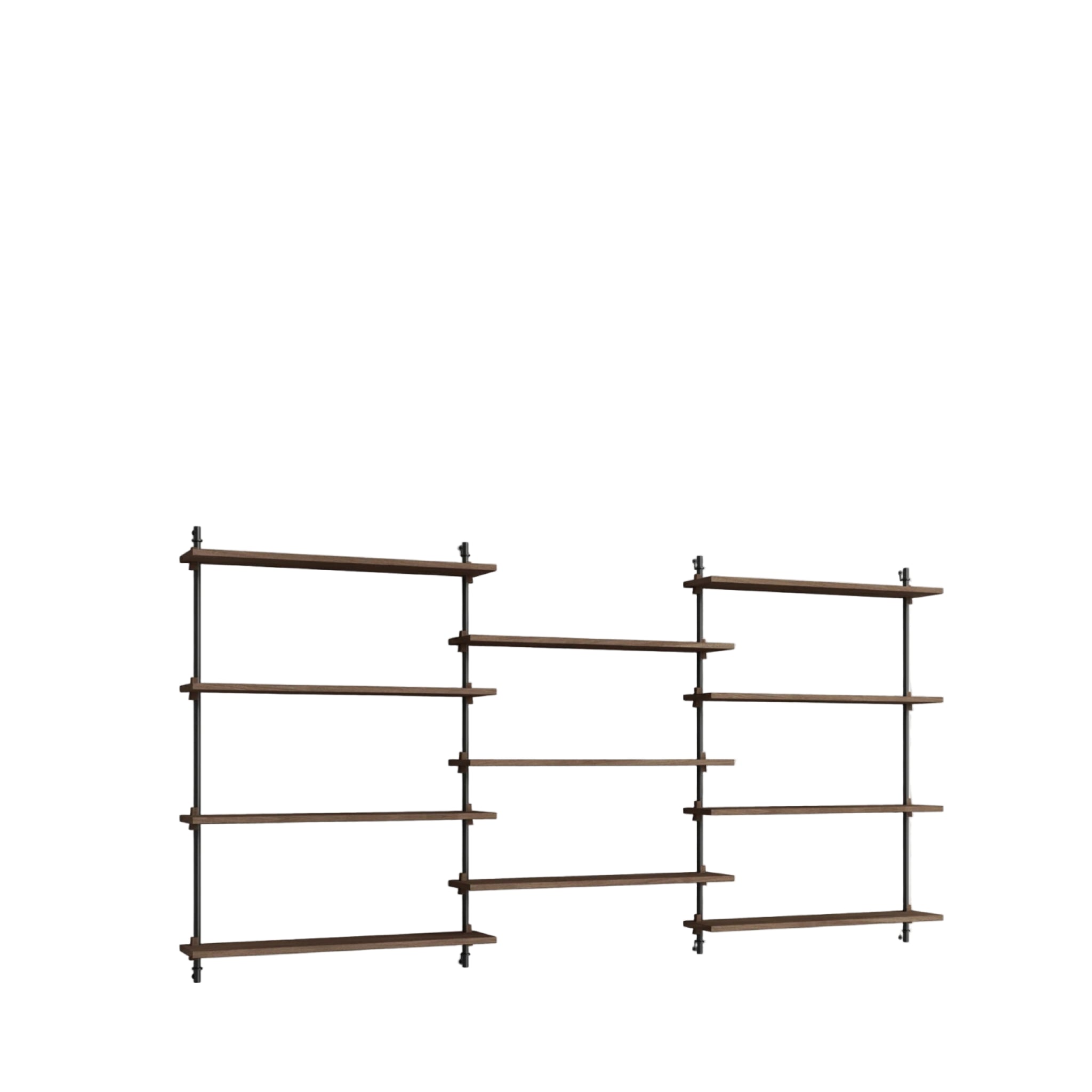 Moebe Wall Shelving Set Ws.115.3, Smoked Oak Shelves, Black Legs (fsc Mix Credit)