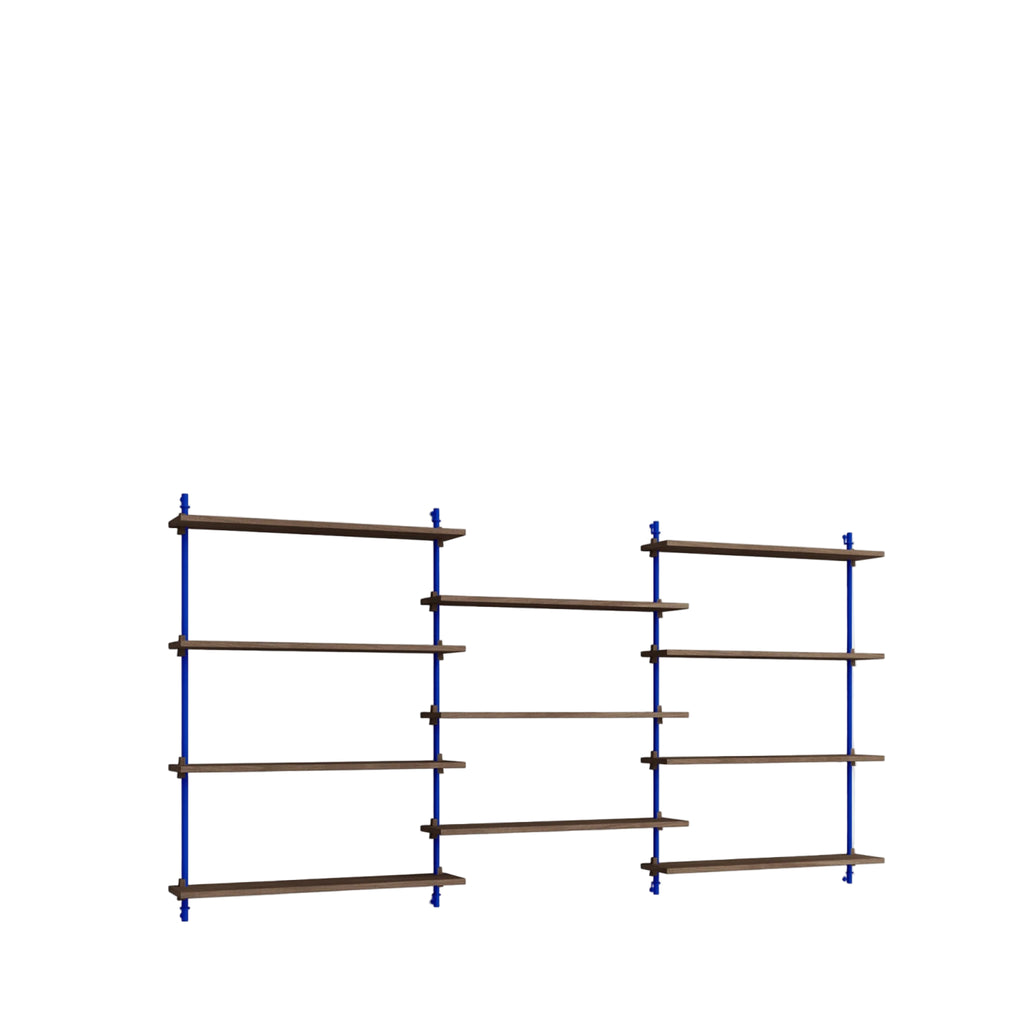 Moebe Wall Shelving Set Ws.115.3, Smoked Oak Shelves, Deep Blue Legs (fsc Mix Credit)
