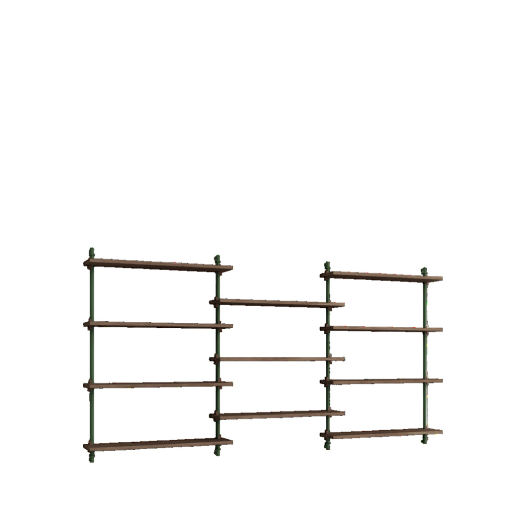 Moebe Wall Shelving Set Ws.115.3, Smoked Oak Shelves, Pine Green Legs (fsc Mix Credit)