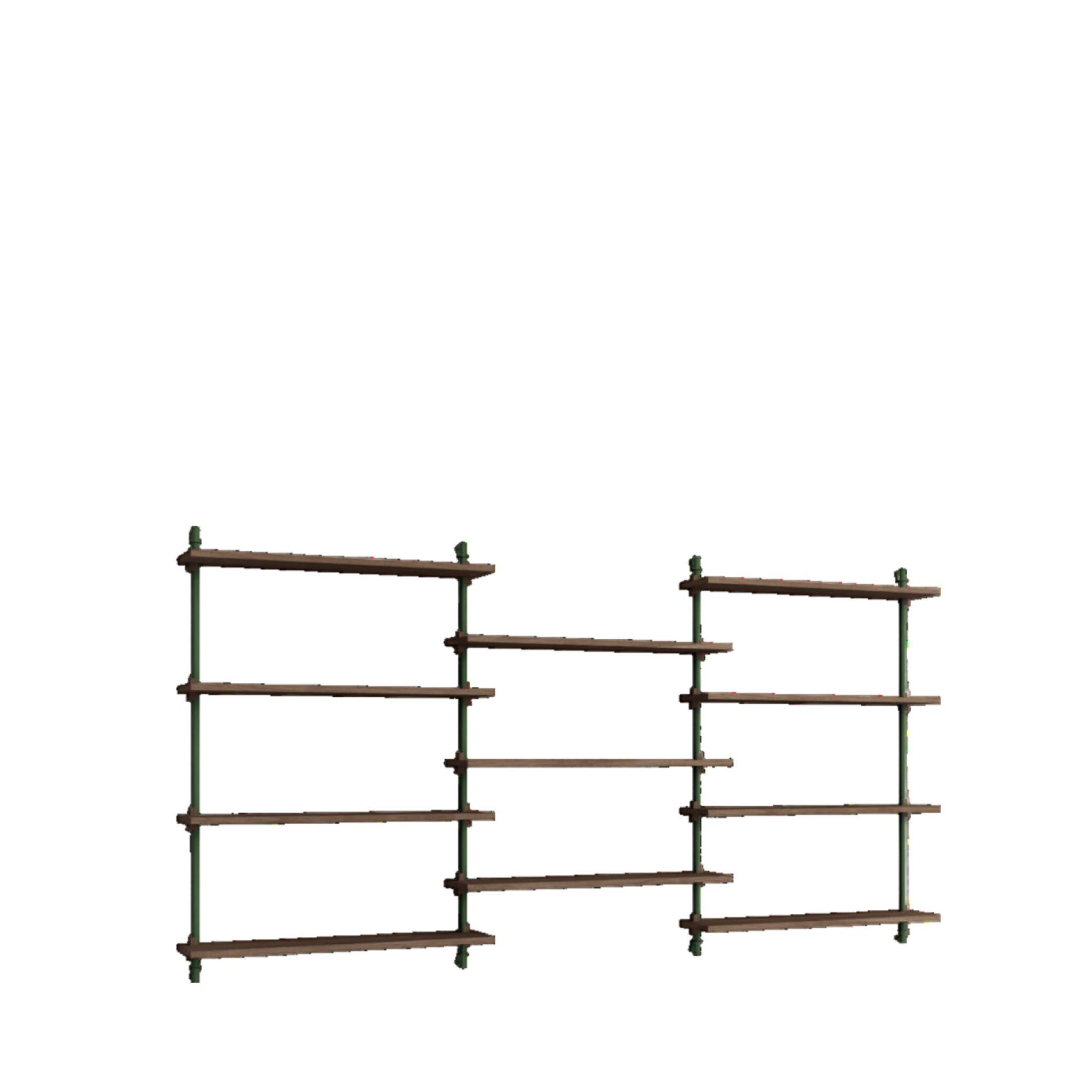 Moebe Wall Shelving Set Ws.115.3, Smoked Oak Shelves, Pine Green Legs (fsc Mix Credit)