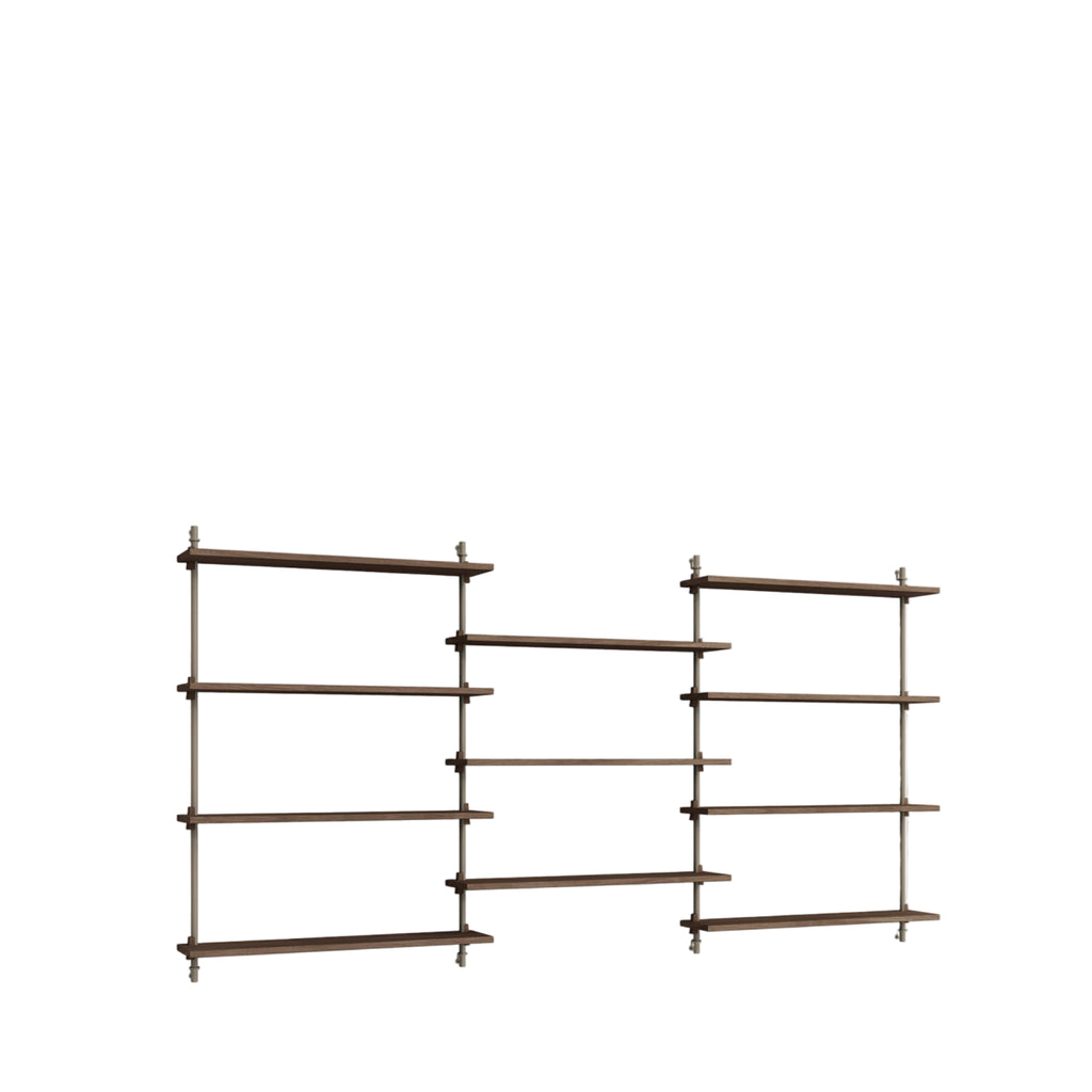 Moebe Wall Shelving Set Ws.115.3, Smoked Oak Shelves, Warm Grey Legs (fsc Mix Credit)